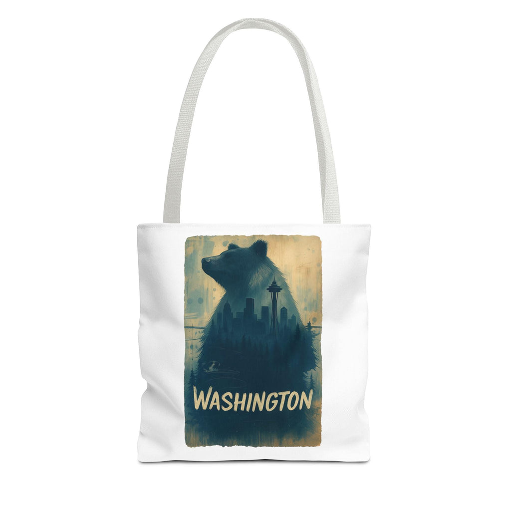 Washington Bear Skyline Tote Bag | Seattle Space Needle City Silhouette