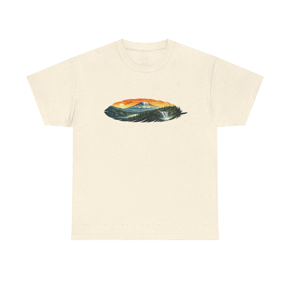 Mount Rainier & Snoqualmie Falls Sunset T-Shirt — Scenic Mountain Landscape Tee