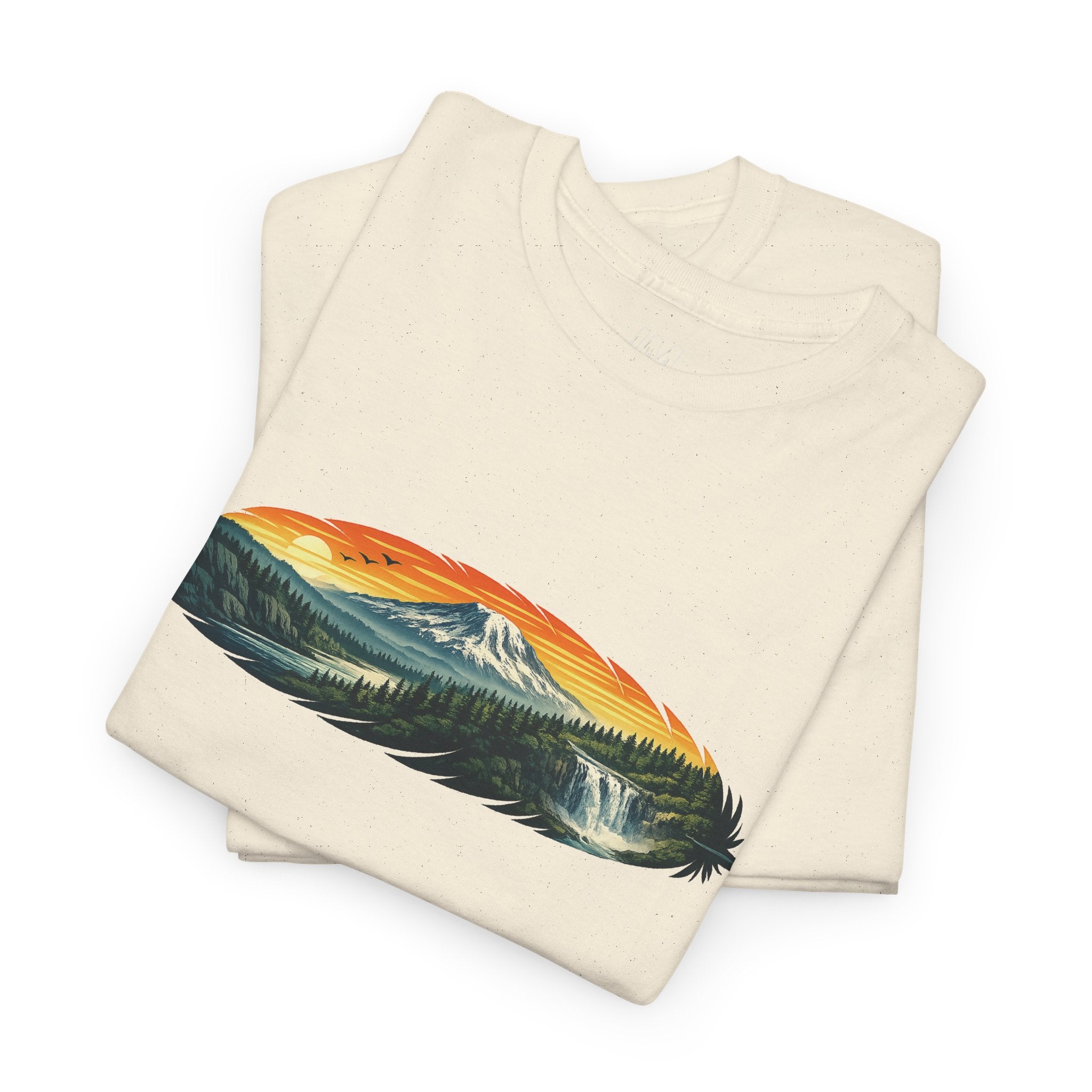Mount Rainier & Snoqualmie Falls Sunset T-Shirt — Scenic Mountain Landscape Tee