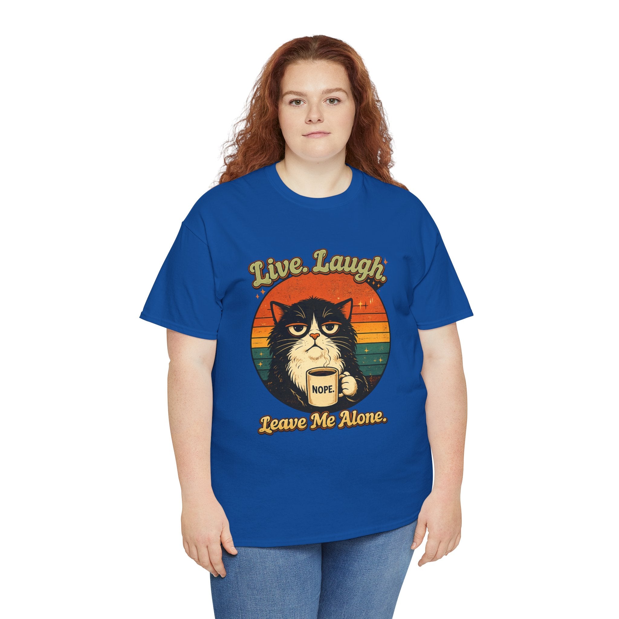 Cat T-Shirt — "Live, Laugh. Leave Me Alone." Retro Vintage Cat Mug Tee