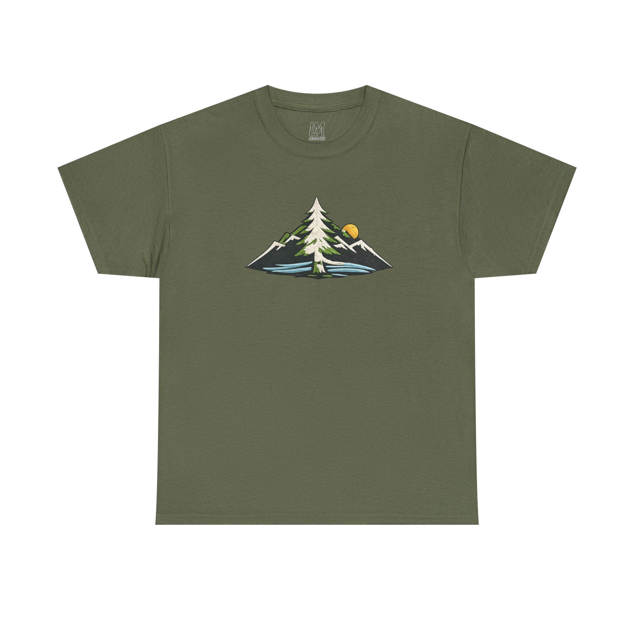 Pacific Northwest Mountain & Tree Tee — Minimal Nature Scenic Shirt