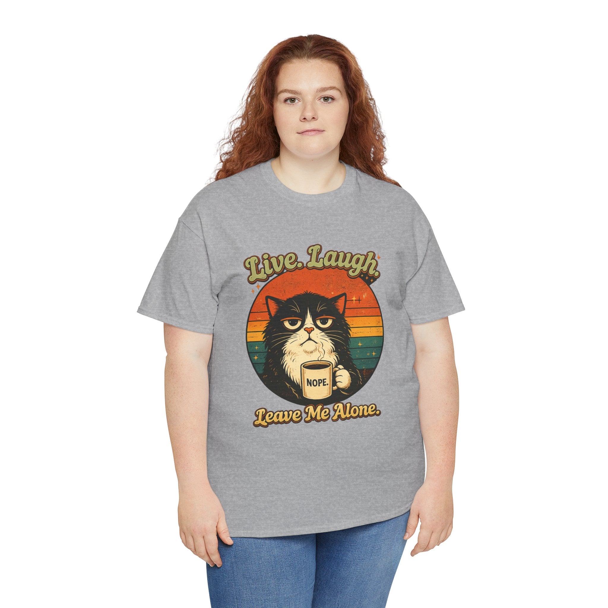 Cat T-Shirt — "Live, Laugh. Leave Me Alone." Retro Vintage Cat Mug Tee