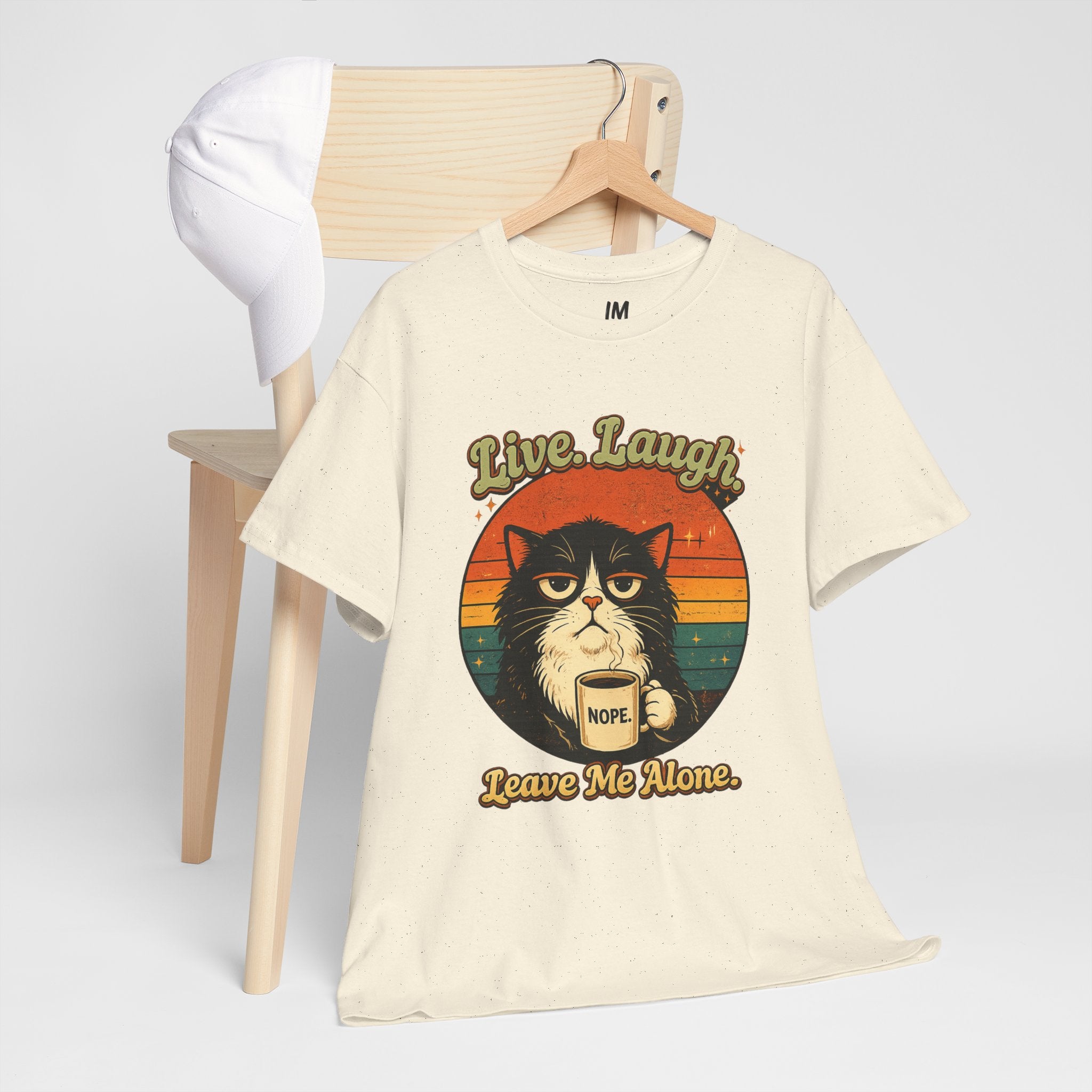 Cat T-Shirt — "Live, Laugh. Leave Me Alone." Retro Vintage Cat Mug Tee