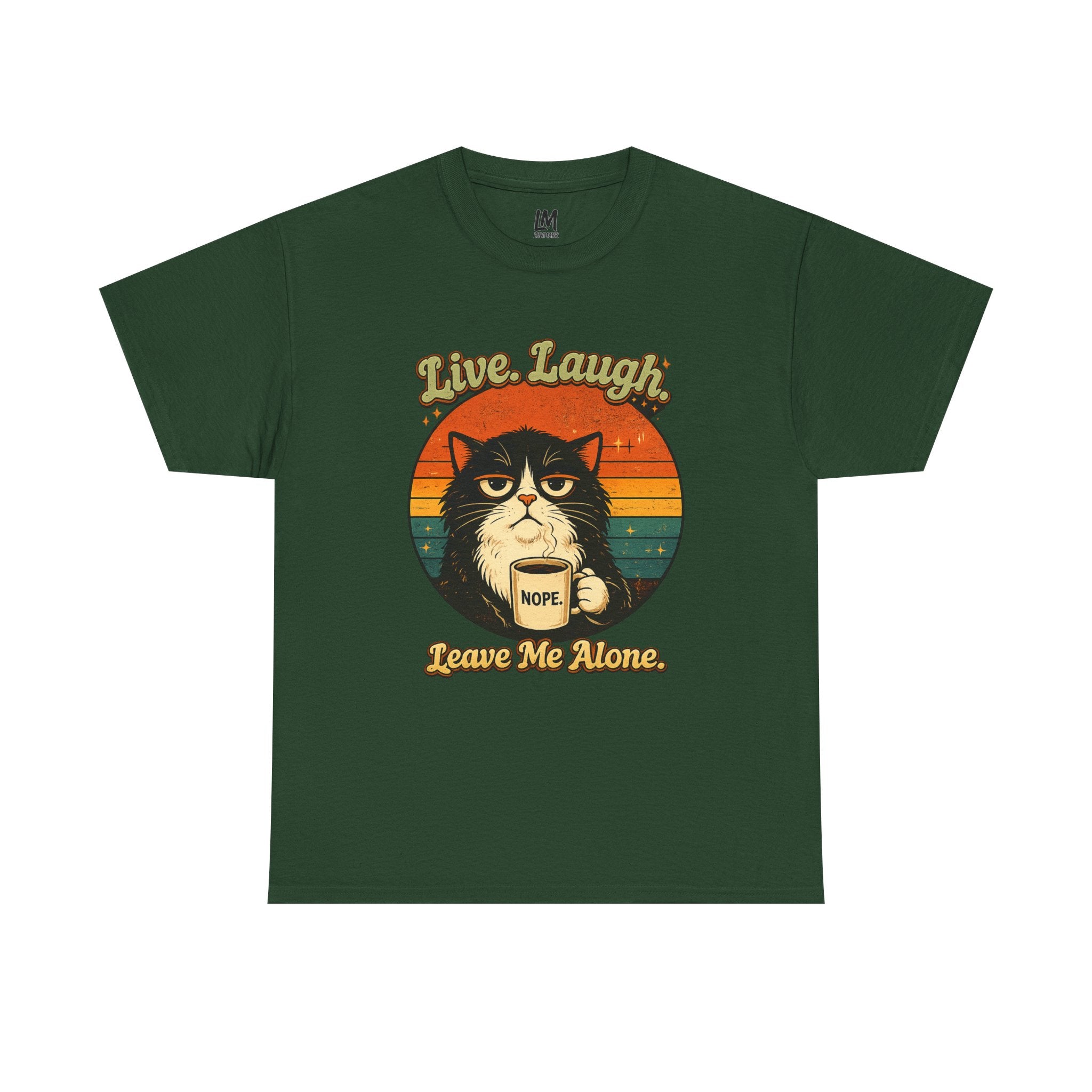 Cat T-Shirt — "Live, Laugh. Leave Me Alone." Retro Vintage Cat Mug Tee