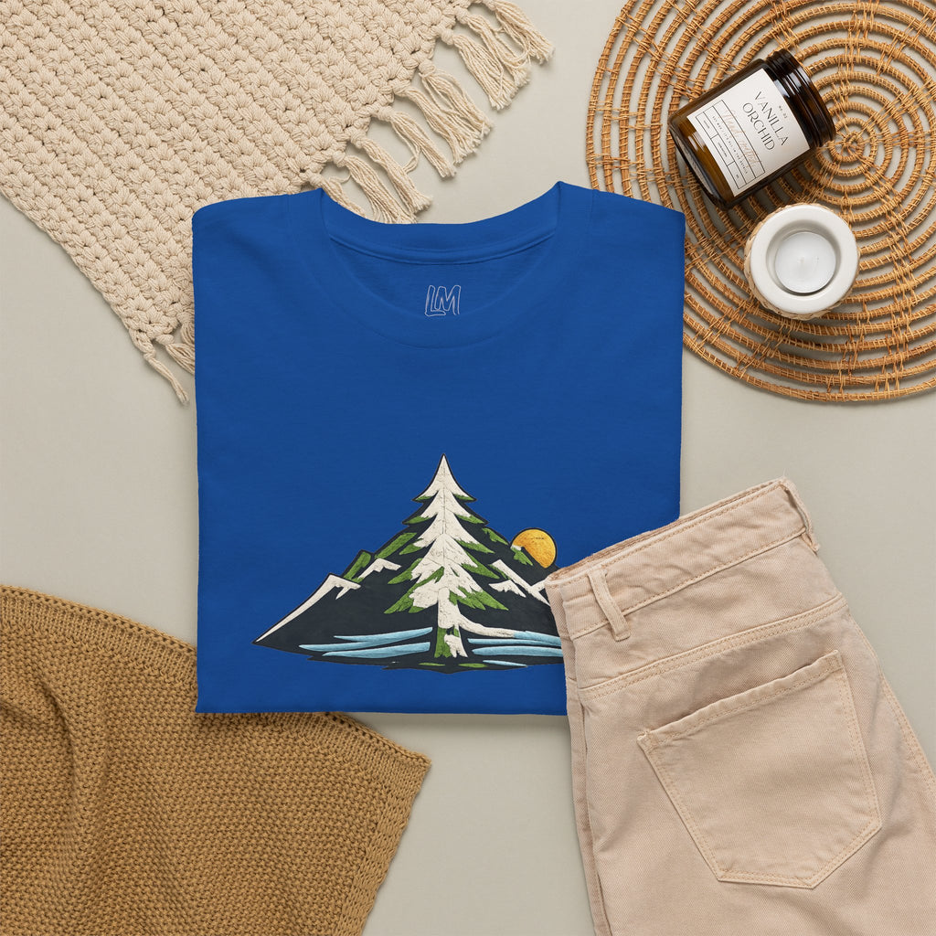 Pacific Northwest Mountain & Tree Tee — Minimal Nature Scenic Shirt