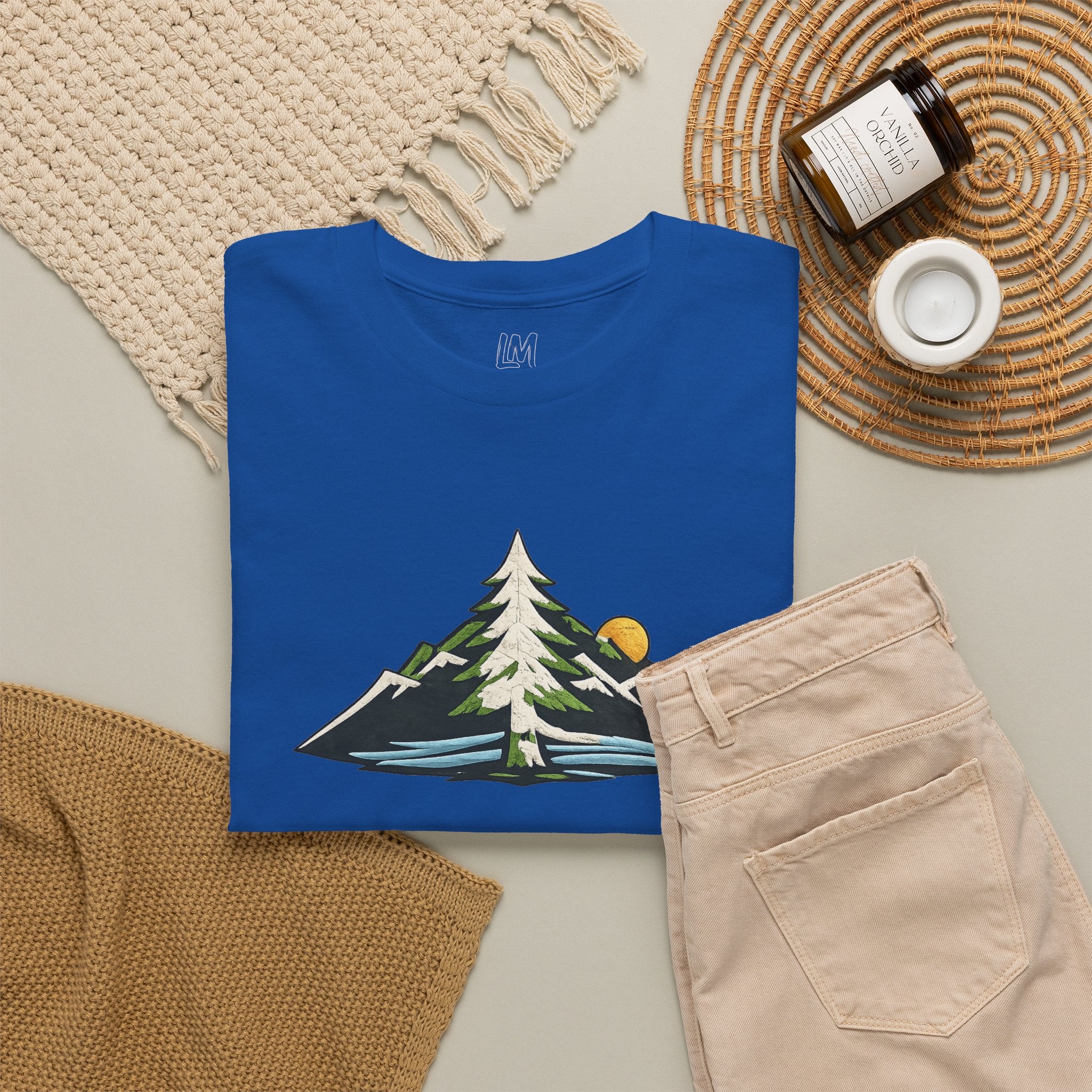 Pacific Northwest Mountain & Tree Tee — Minimal Nature Scenic Shirt