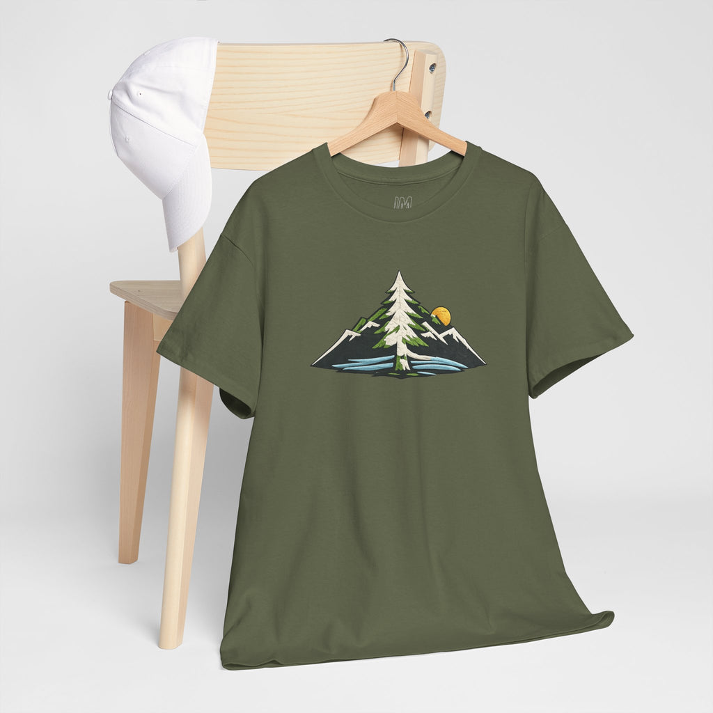 Pacific Northwest Mountain & Tree Tee — Minimal Nature Scenic Shirt