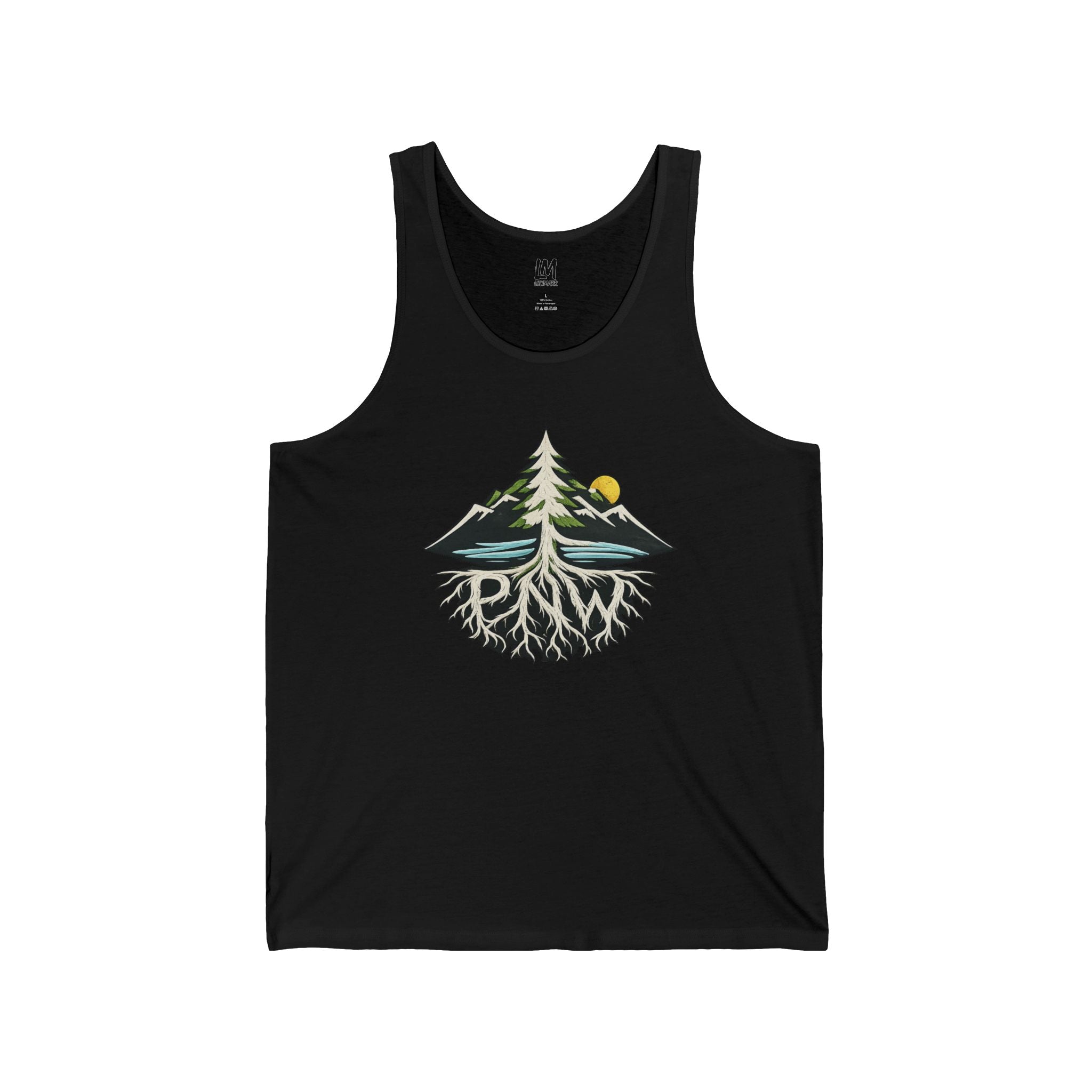 Nature Roots Tank Top — Mountain, Pine & Sun Graphic Tank
