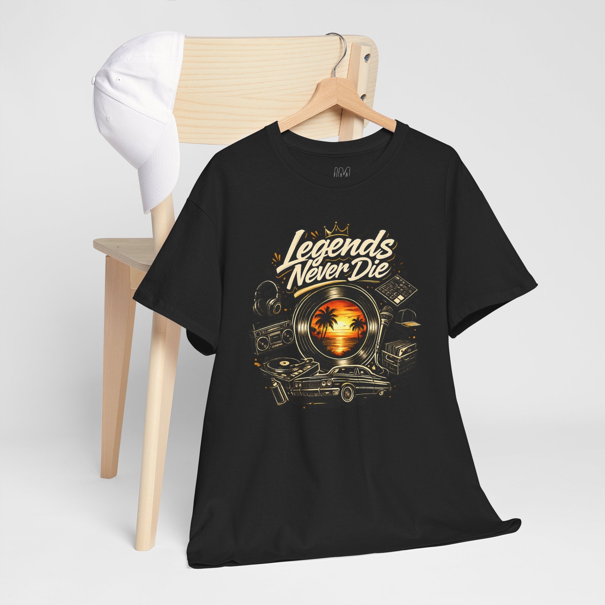Legends Never Die Tee — Vintage Sunset Car Graphic T-Shirt