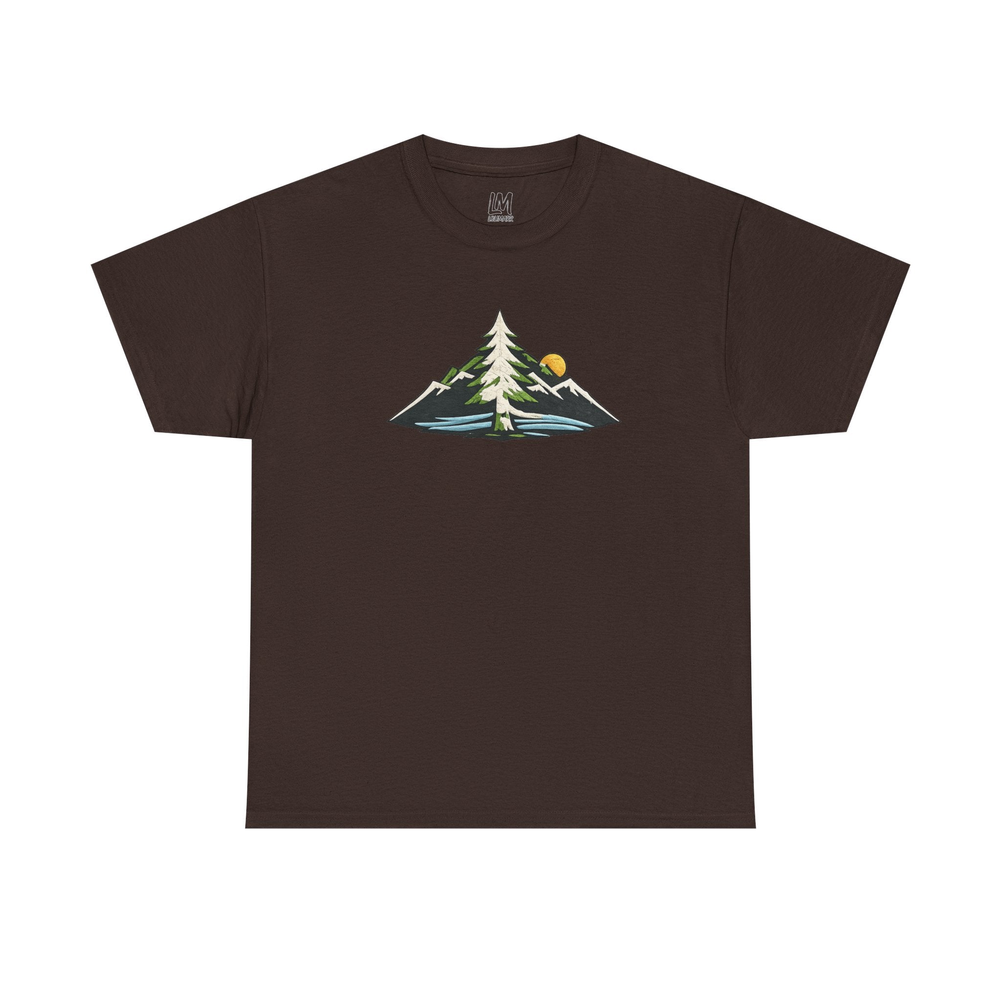 Pacific Northwest Mountain & Tree Tee — Minimal Nature Scenic Shirt