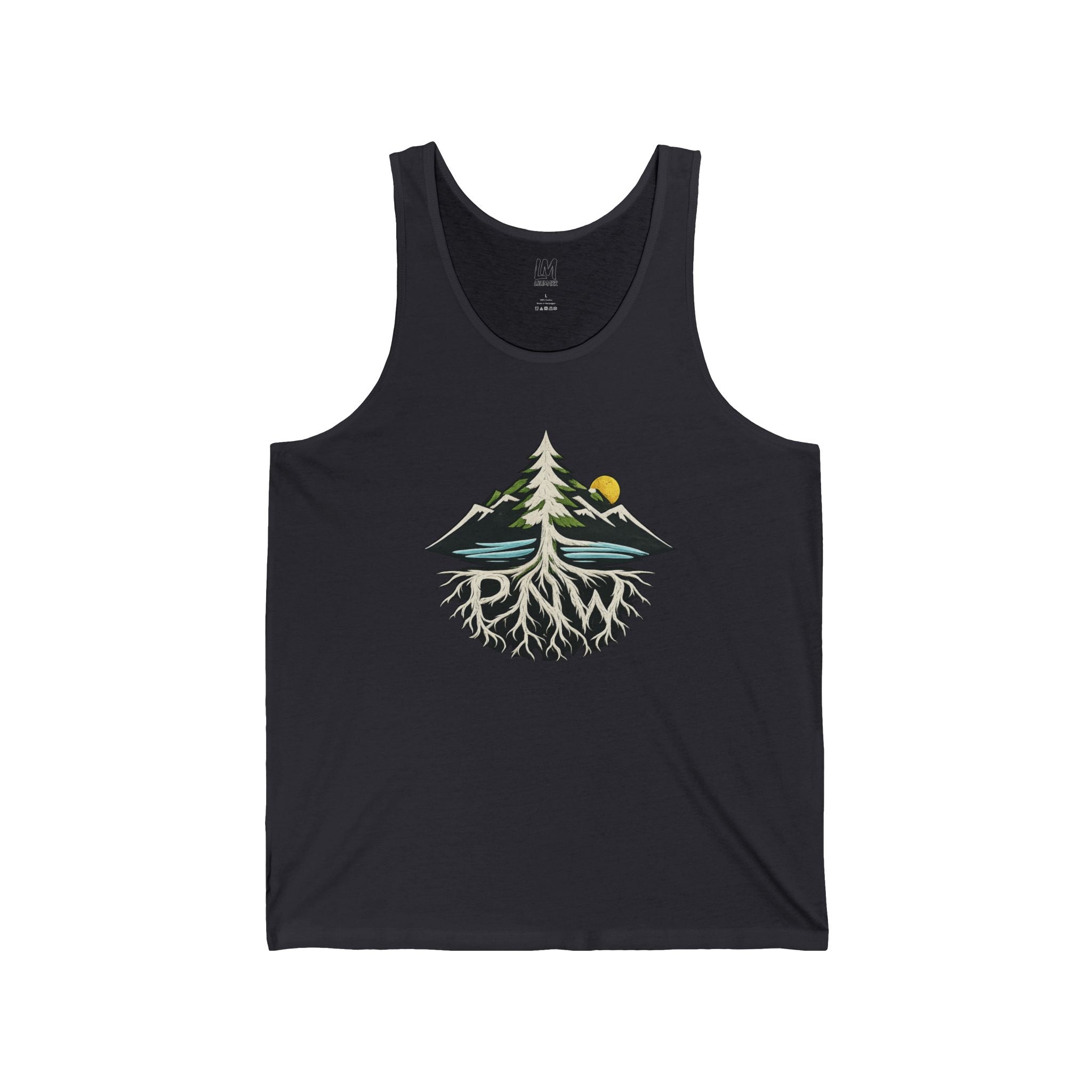 Nature Roots Tank Top — Mountain, Pine & Sun Graphic Tank