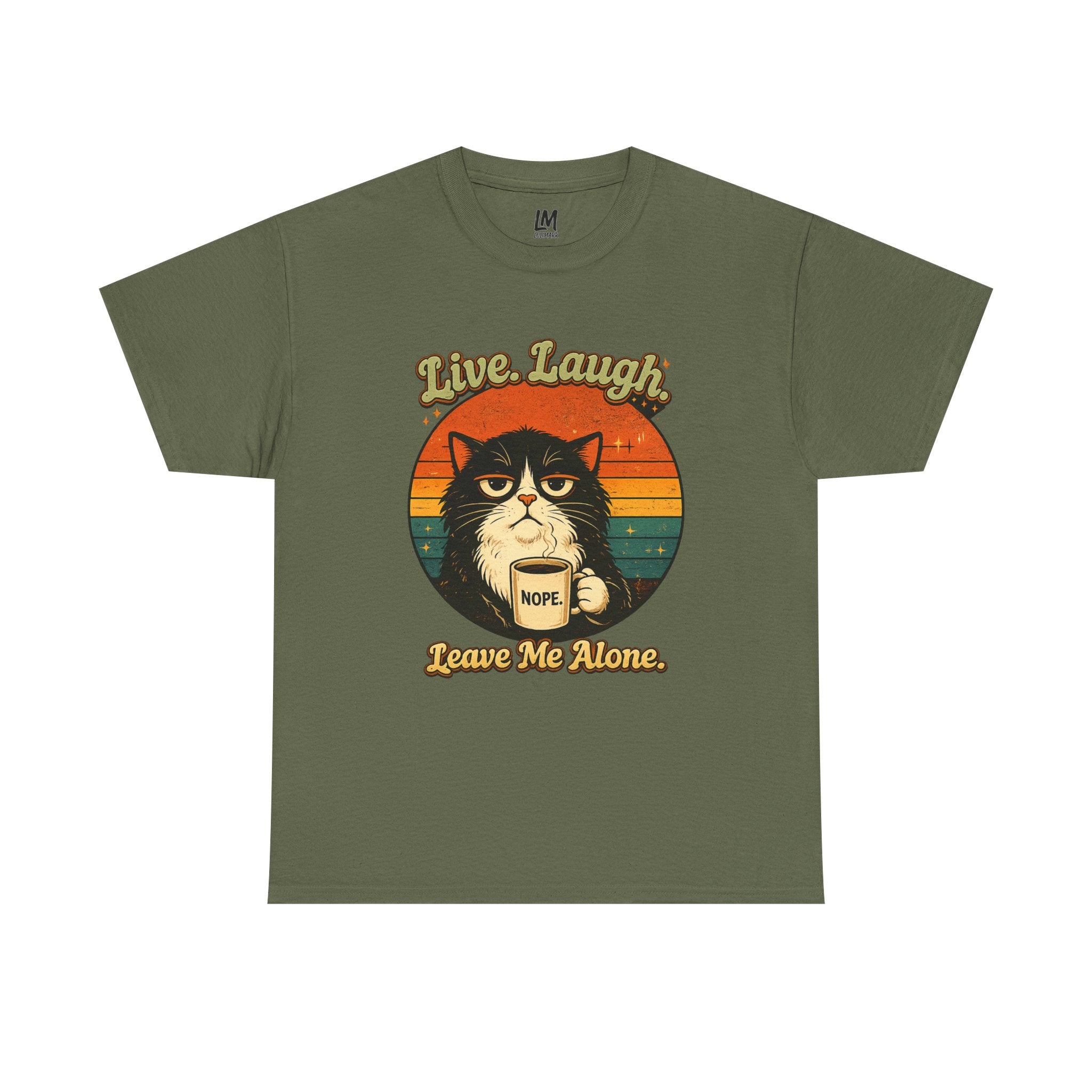 Cat T-Shirt — "Live, Laugh. Leave Me Alone." Retro Vintage Cat Mug Tee
