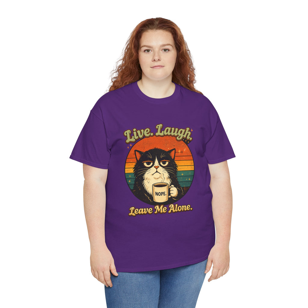 Cat T-Shirt — "Live, Laugh. Leave Me Alone." Retro Vintage Cat Mug Tee