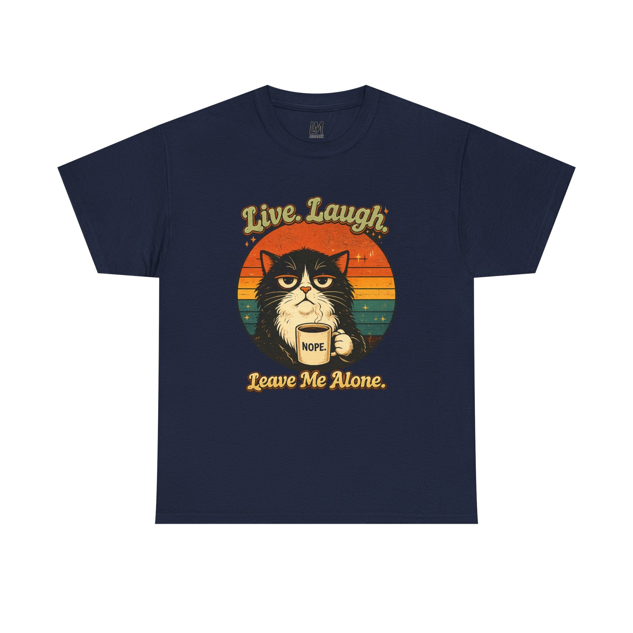 Cat T-Shirt — "Live, Laugh. Leave Me Alone." Retro Vintage Cat Mug Tee
