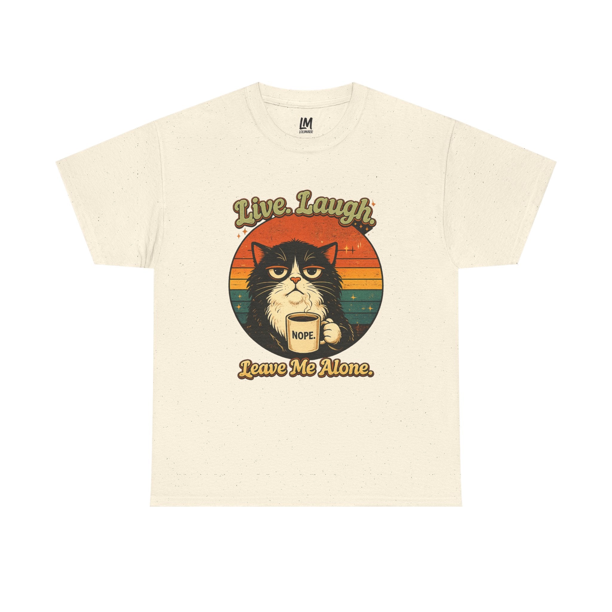 Cat T-Shirt — "Live, Laugh. Leave Me Alone." Retro Vintage Cat Mug Tee