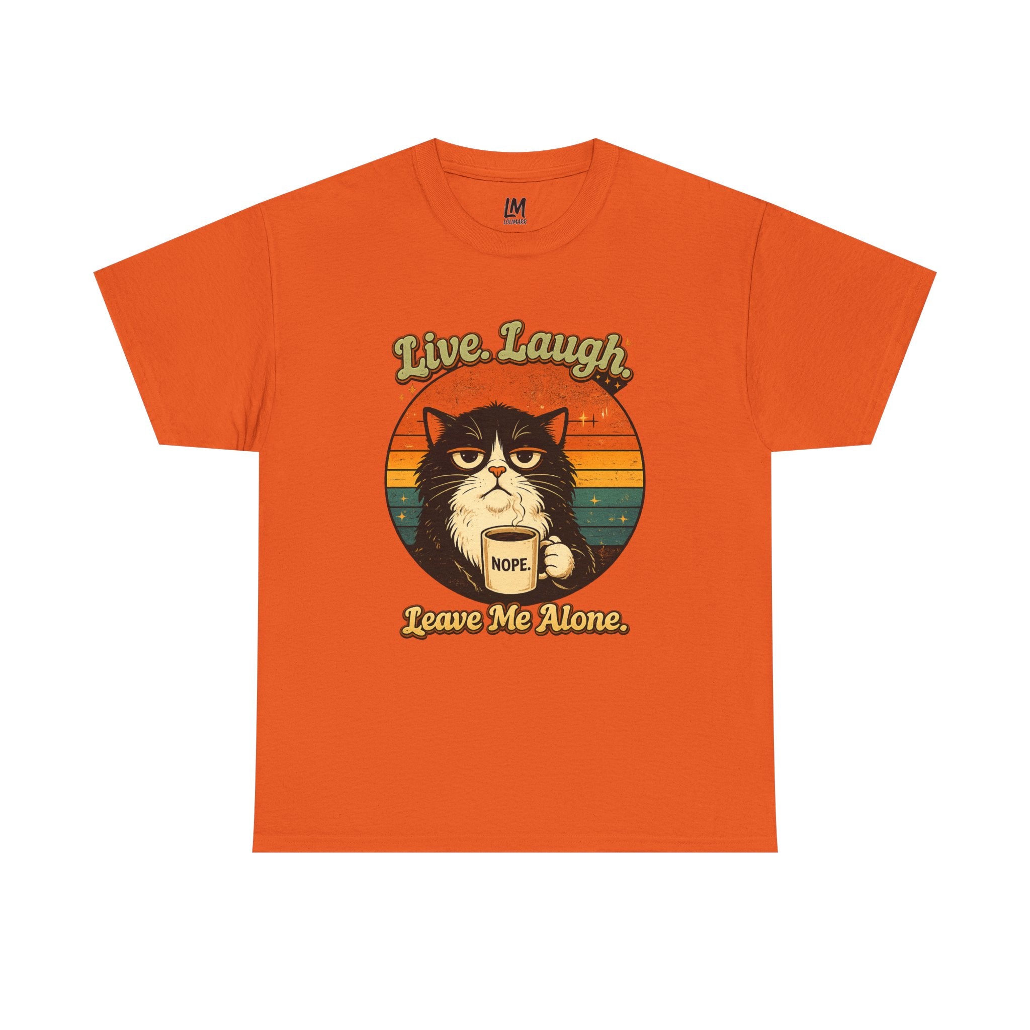 Cat T-Shirt — "Live, Laugh. Leave Me Alone." Retro Vintage Cat Mug Tee