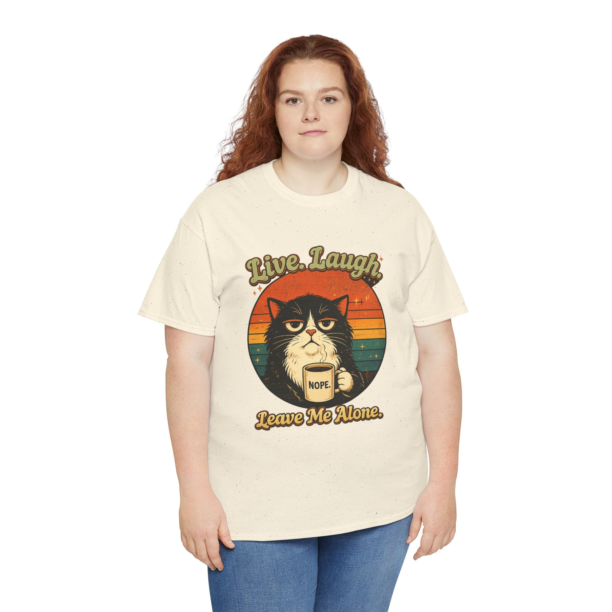 Cat T-Shirt — "Live, Laugh. Leave Me Alone." Retro Vintage Cat Mug Tee