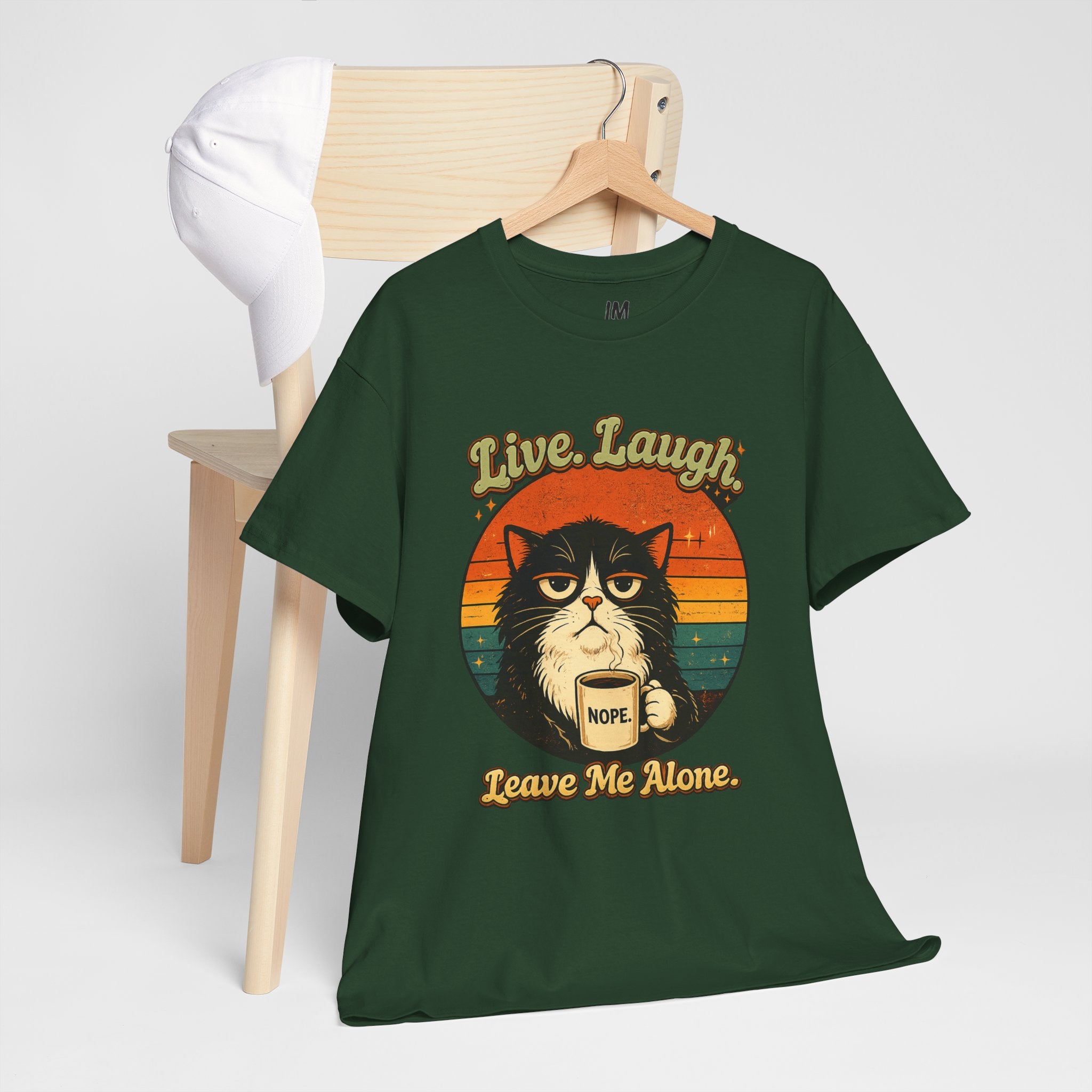 Cat T-Shirt — "Live, Laugh. Leave Me Alone." Retro Vintage Cat Mug Tee