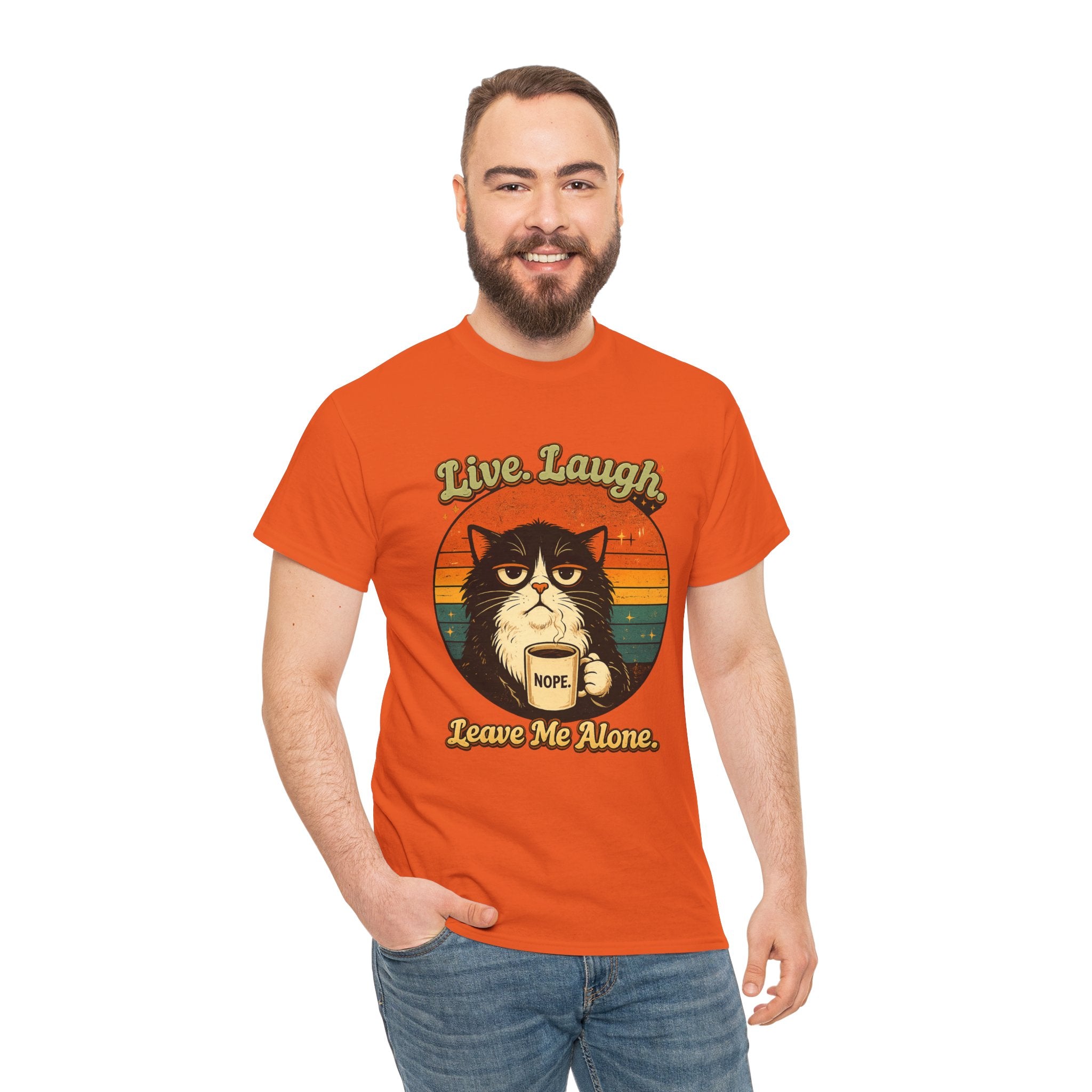 Cat T-Shirt — "Live, Laugh. Leave Me Alone." Retro Vintage Cat Mug Tee