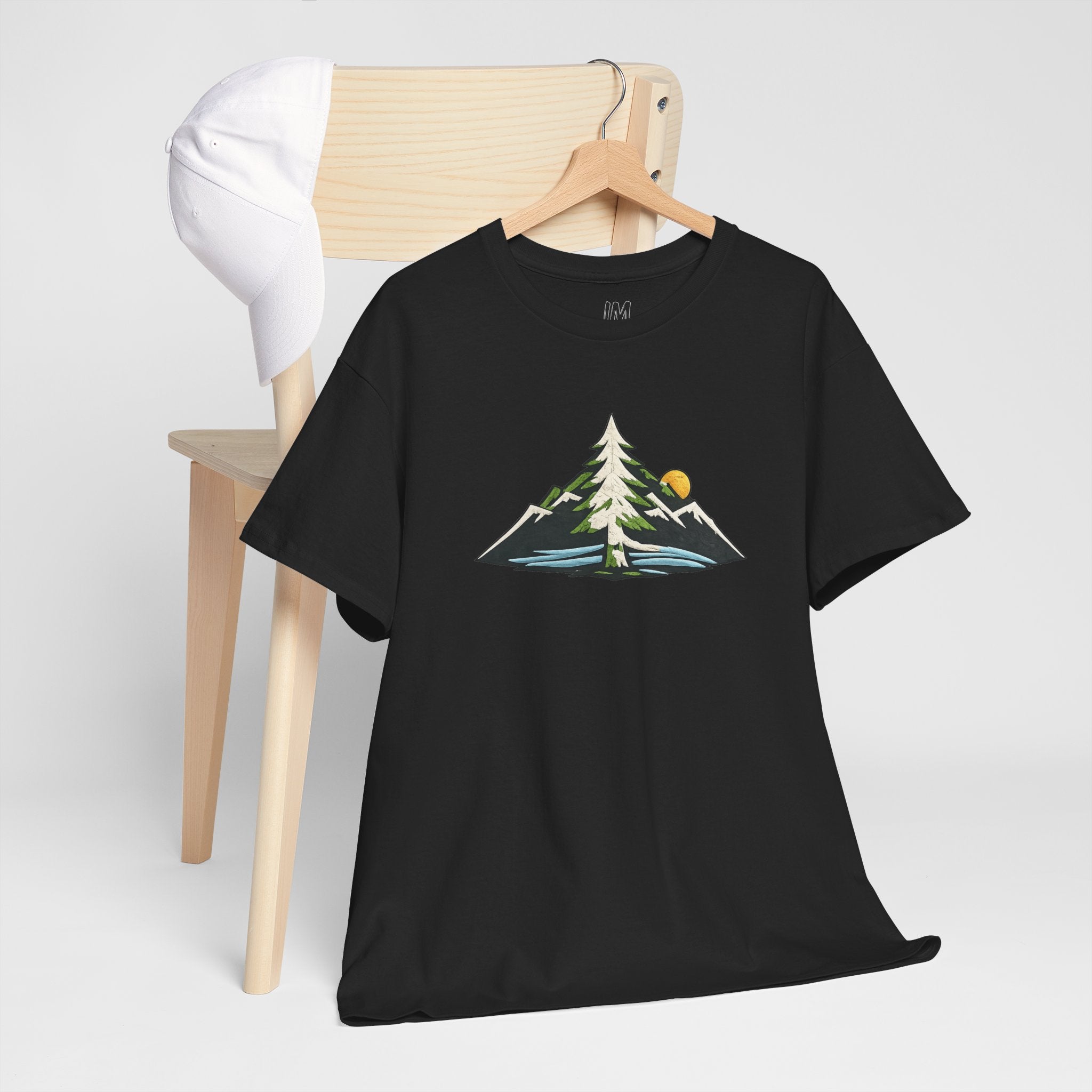 Pacific Northwest Mountain & Tree Tee — Minimal Nature Scenic Shirt