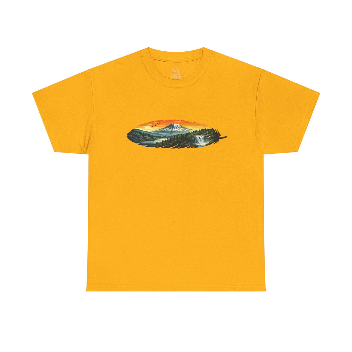 Mount Rainier & Snoqualmie Falls Sunset T-Shirt — Scenic Mountain Landscape Tee