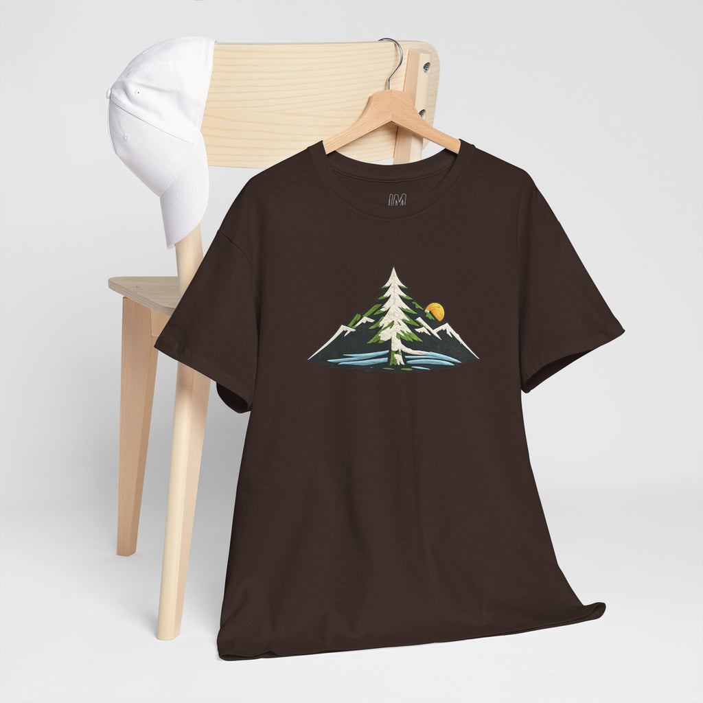 Pacific Northwest Mountain & Tree Tee — Minimal Nature Scenic Shirt