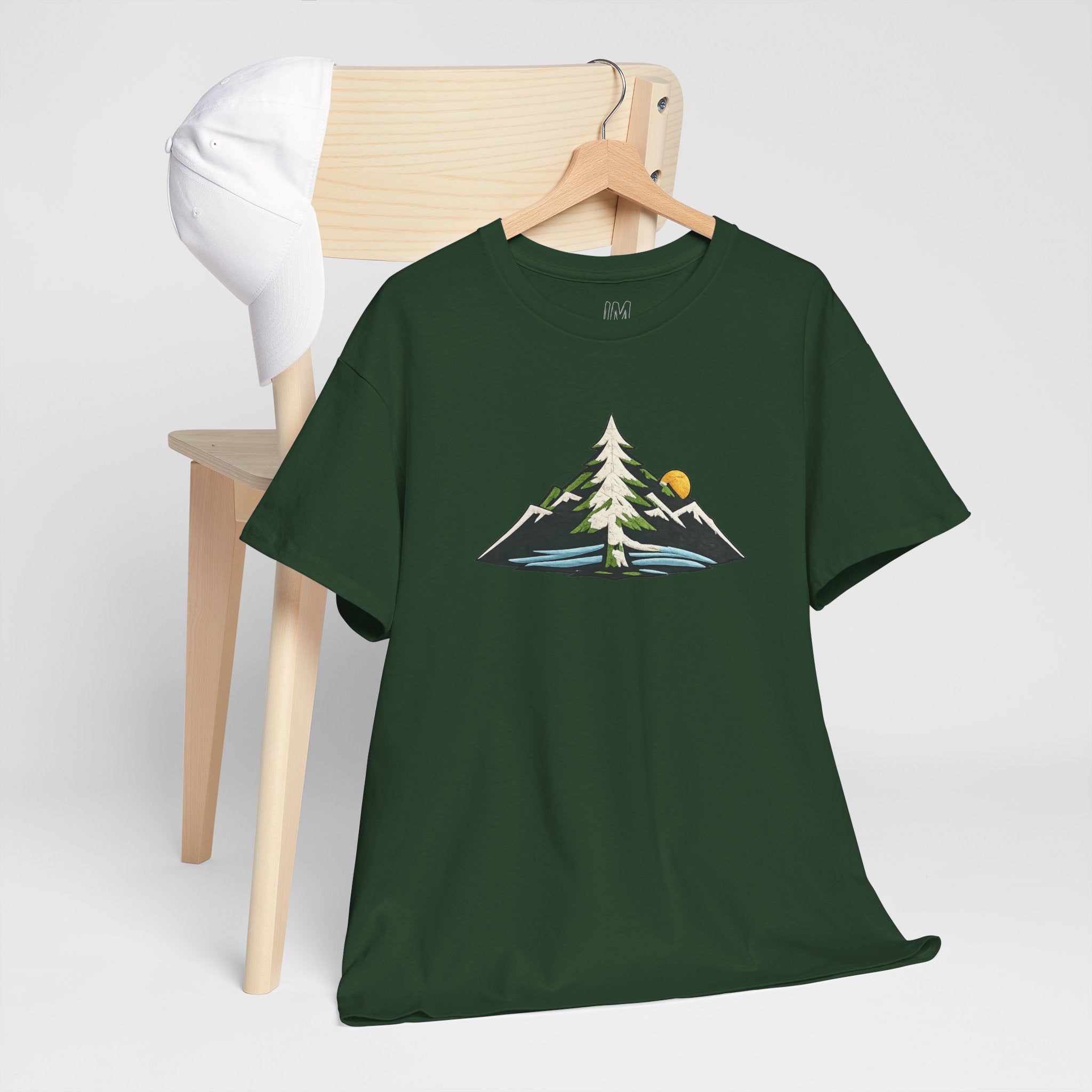 Pacific Northwest Mountain & Tree Tee — Minimal Nature Scenic Shirt
