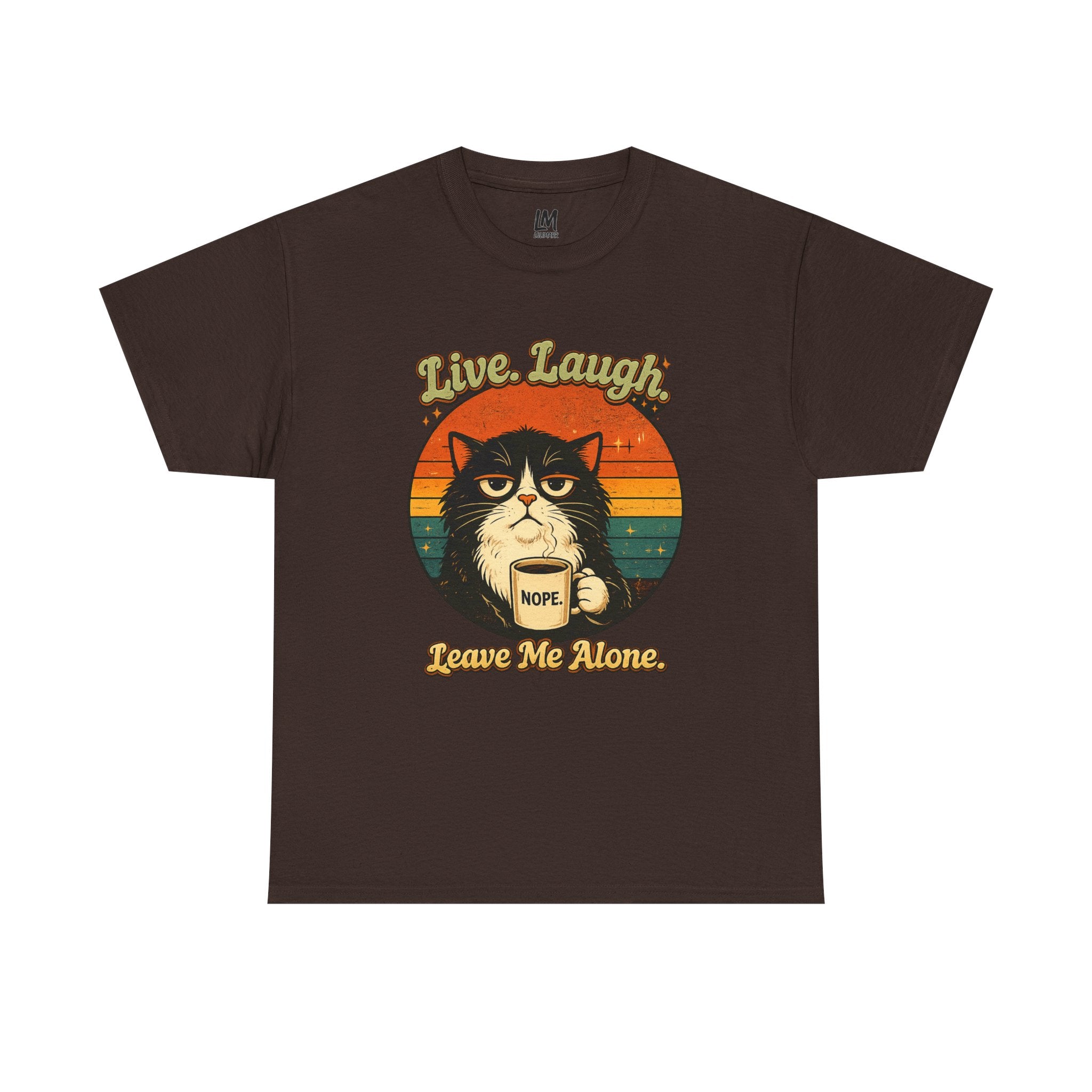 Cat T-Shirt — "Live, Laugh. Leave Me Alone." Retro Vintage Cat Mug Tee
