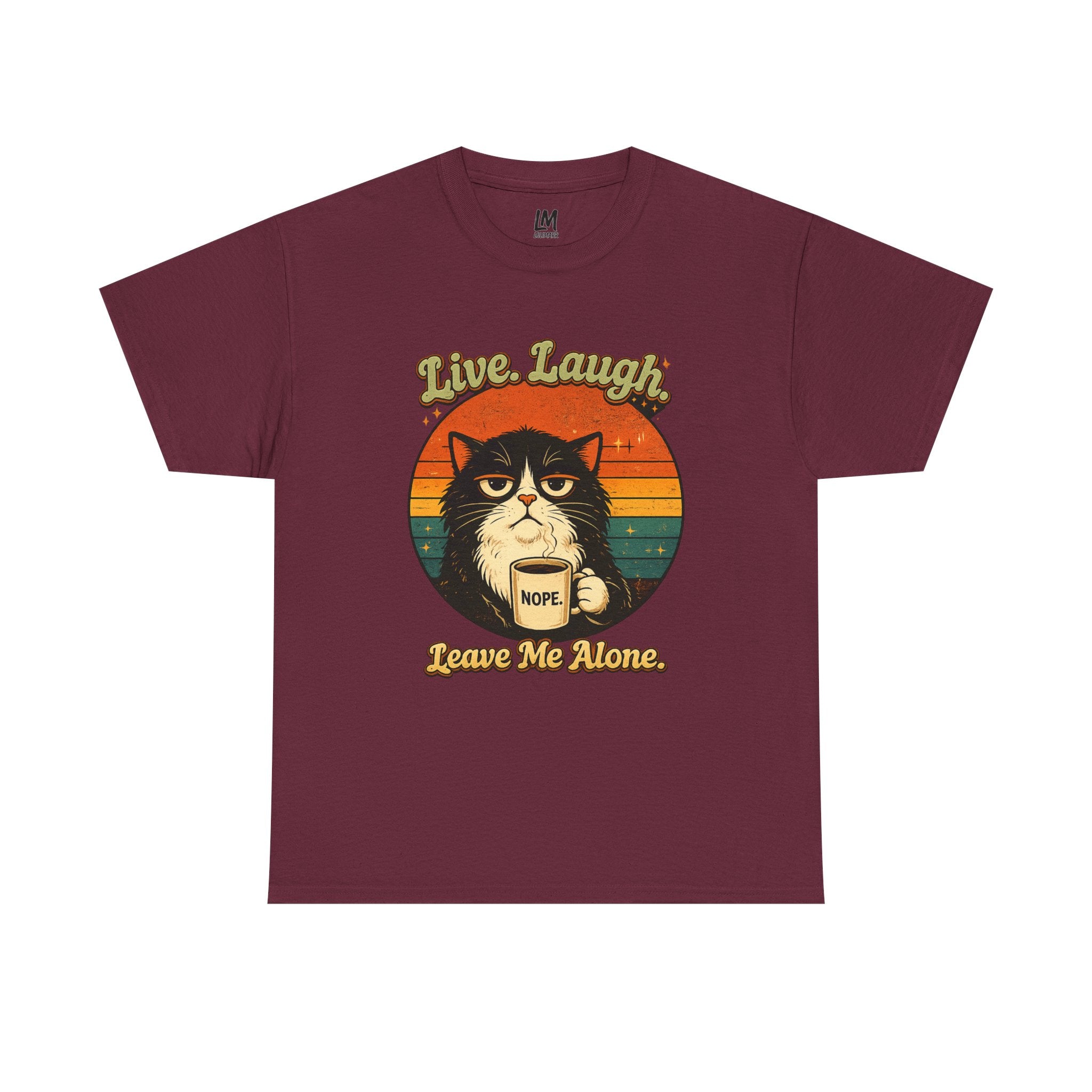 Cat T-Shirt — "Live, Laugh. Leave Me Alone." Retro Vintage Cat Mug Tee