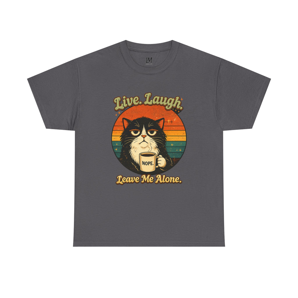 Cat T-Shirt — "Live, Laugh. Leave Me Alone." Retro Vintage Cat Mug Tee