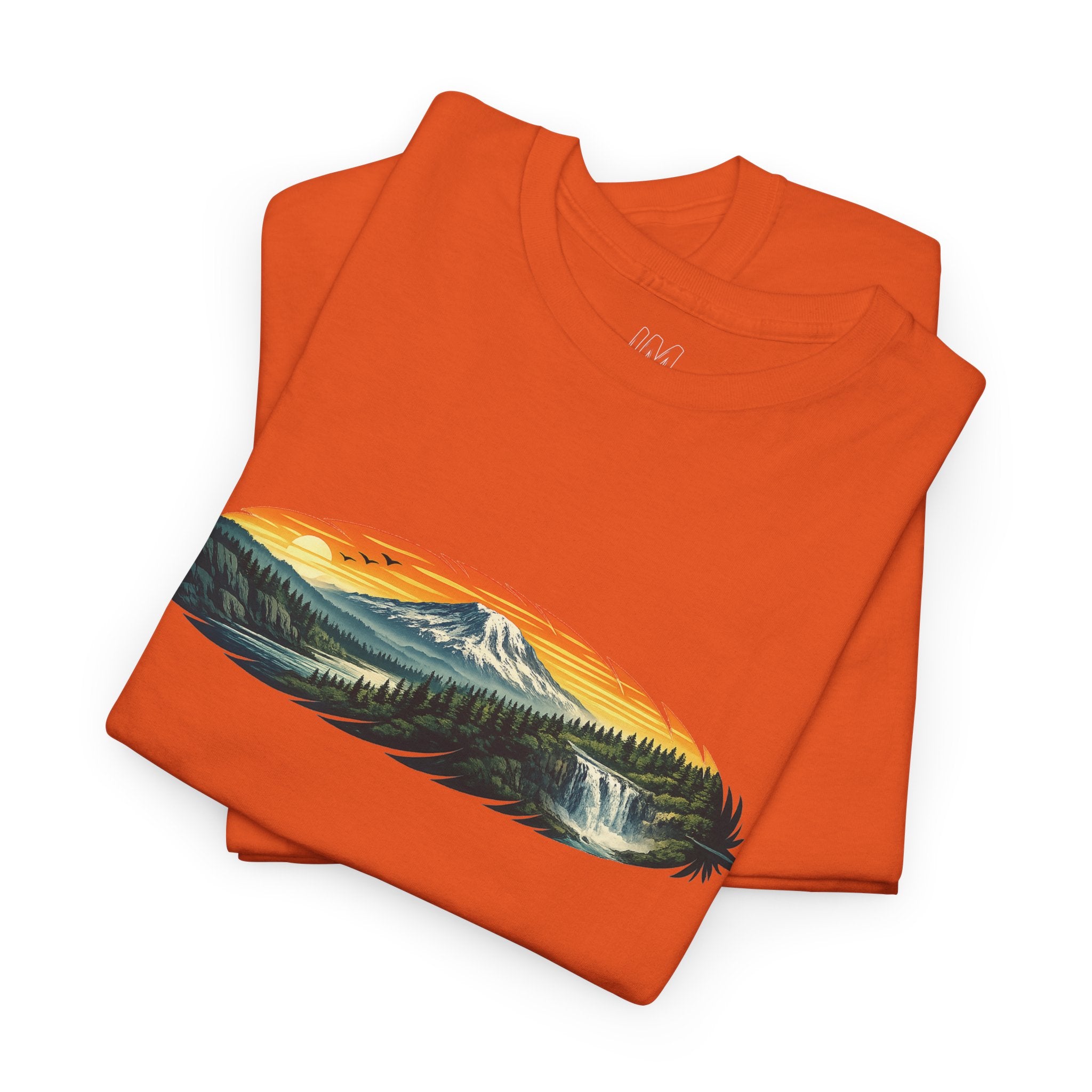 Mount Rainier & Snoqualmie Falls Sunset T-Shirt — Scenic Mountain Landscape Tee