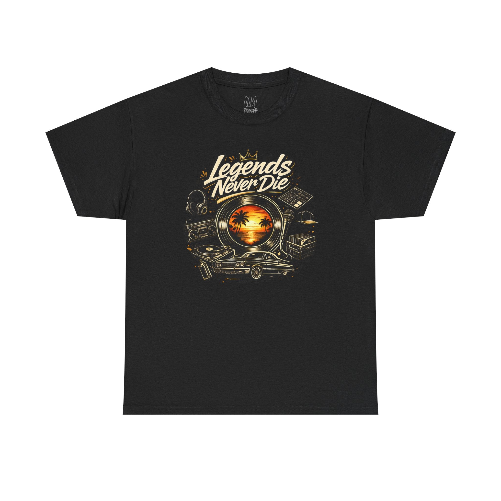 Legends Never Die Tee — Vintage Sunset Car Graphic T-Shirt