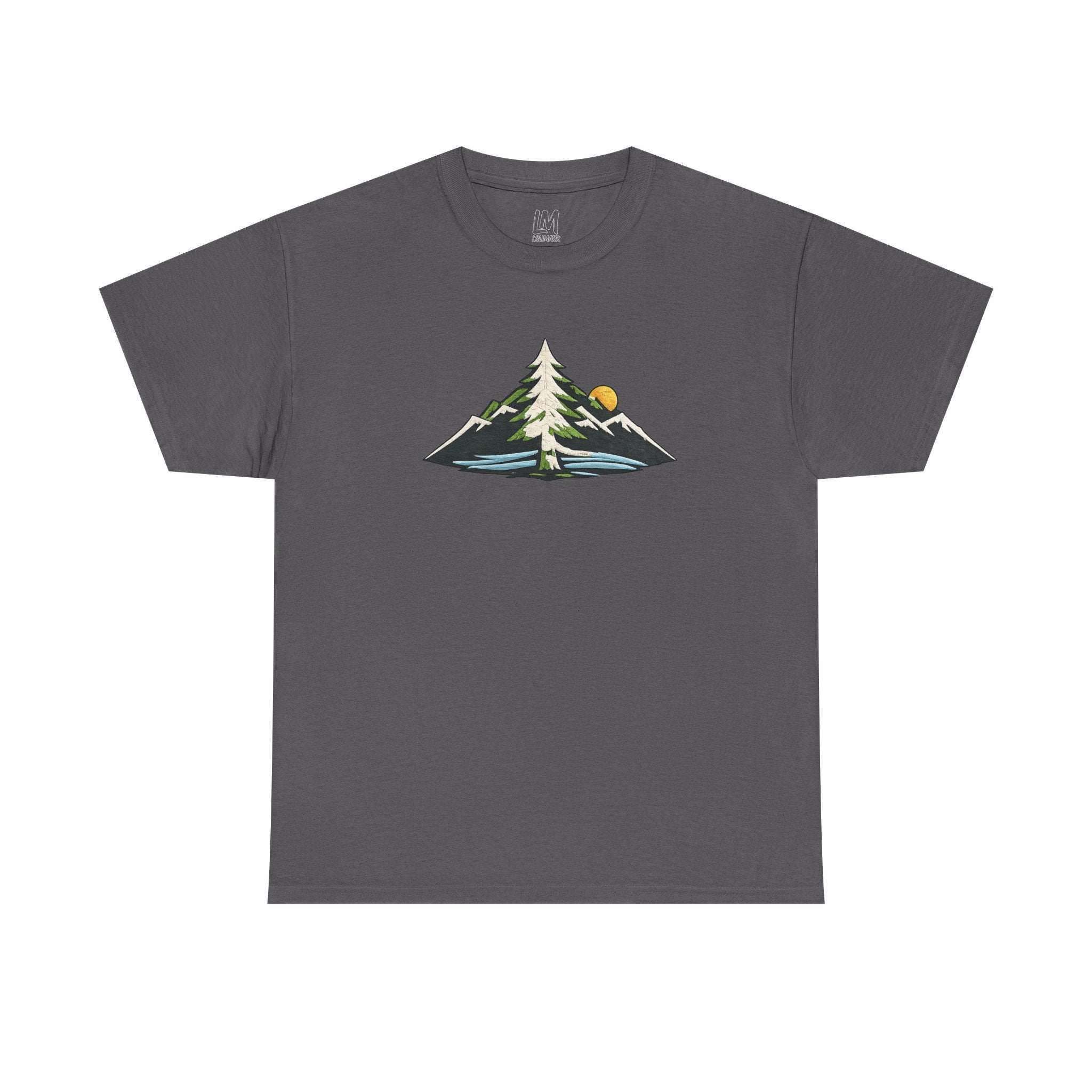 Pacific Northwest Mountain & Tree Tee — Minimal Nature Scenic Shirt
