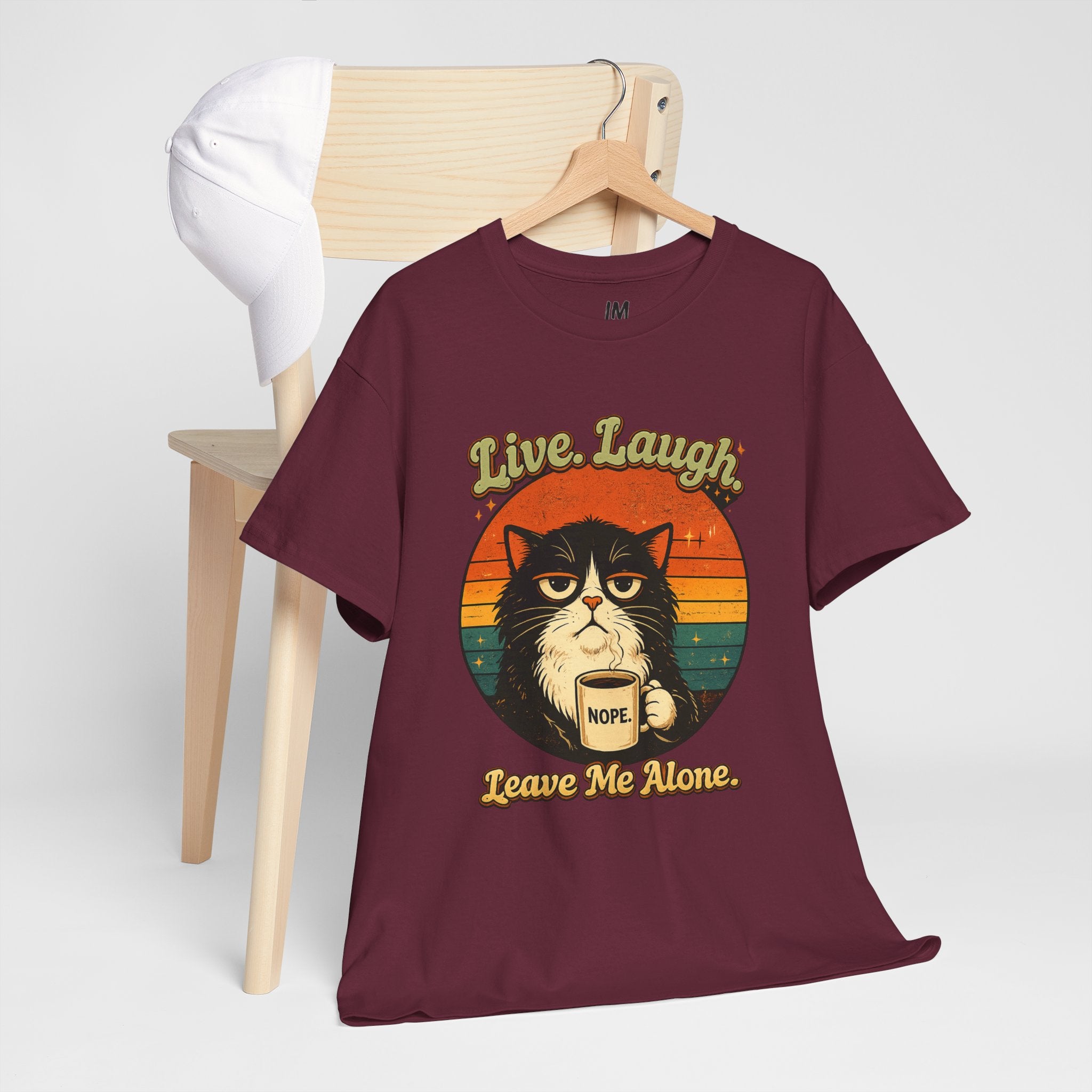 Cat T-Shirt — "Live, Laugh. Leave Me Alone." Retro Vintage Cat Mug Tee