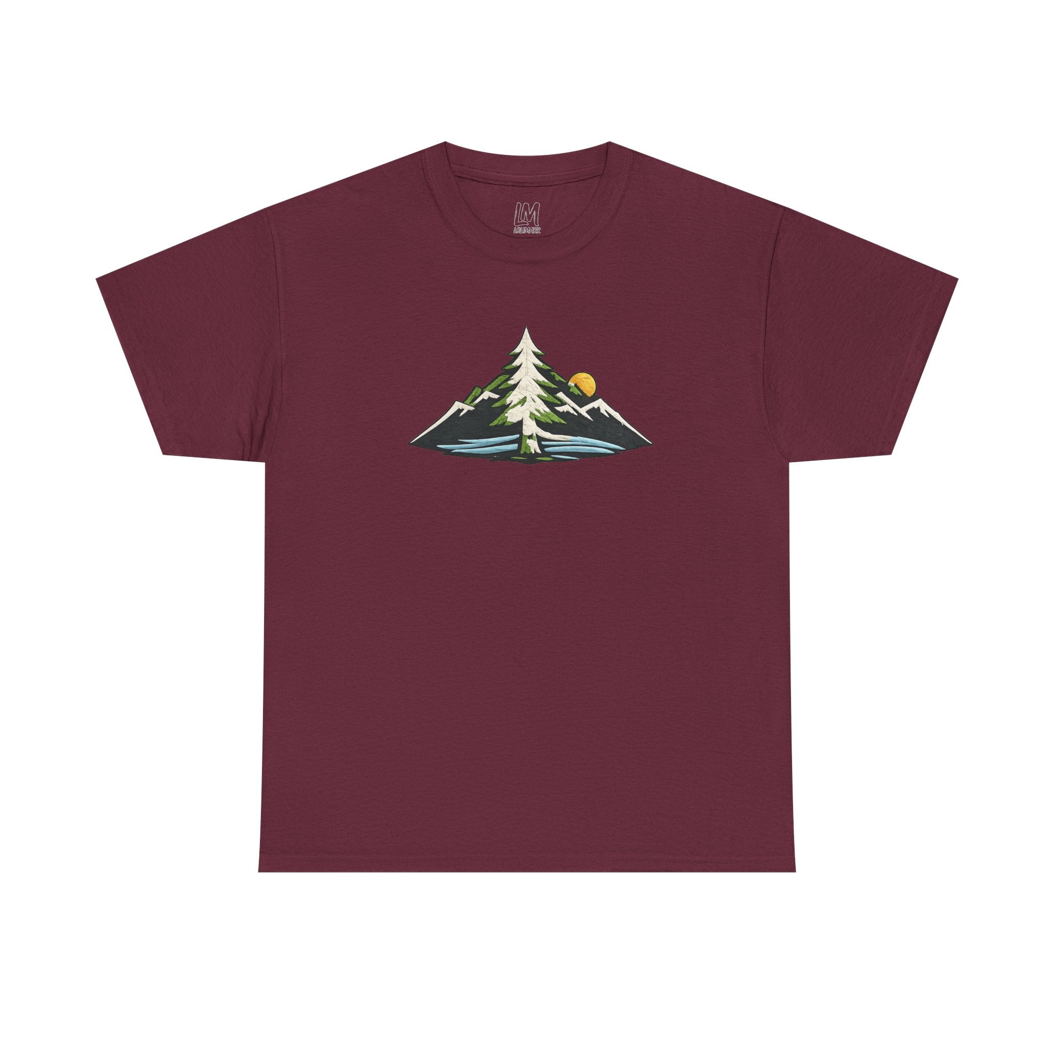 Pacific Northwest Mountain & Tree Tee — Minimal Nature Scenic Shirt