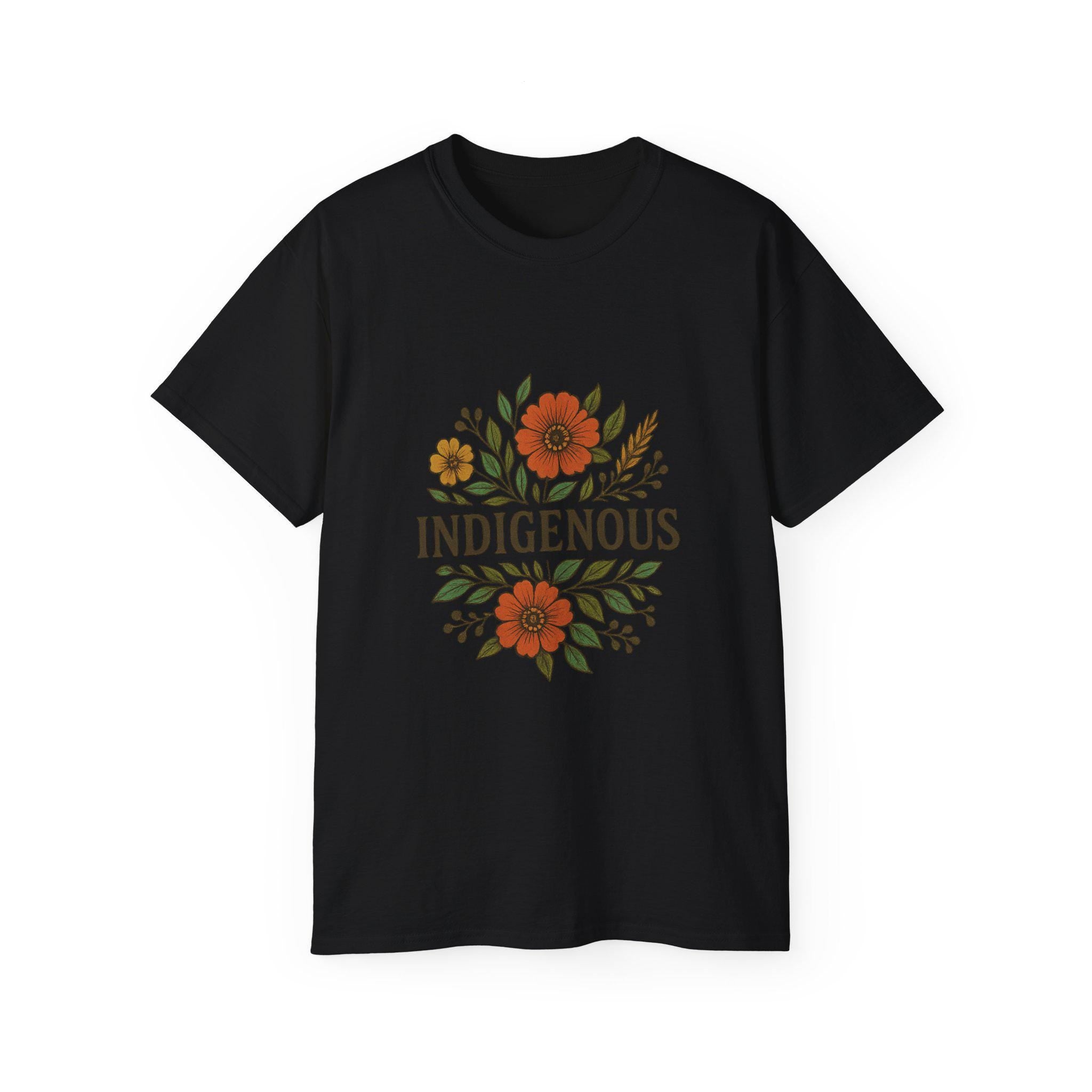 Indigenous Floral Unisex Tee - Eco-Friendly Shirt, Bohemian Style, Gift for Nature Lovers, Indigenous Rights Awareness, Everyday Wear