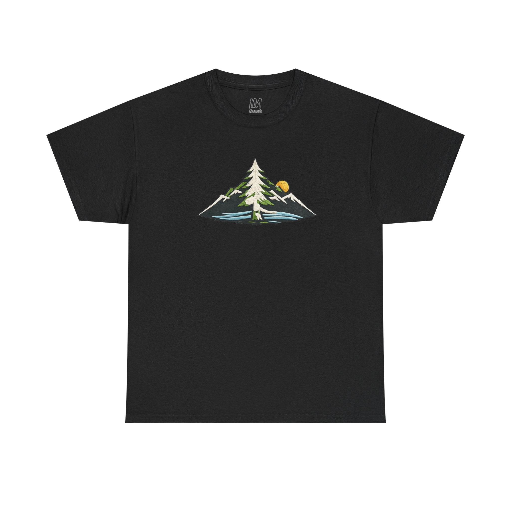 Pacific Northwest Mountain & Tree Tee — Minimal Nature Scenic Shirt