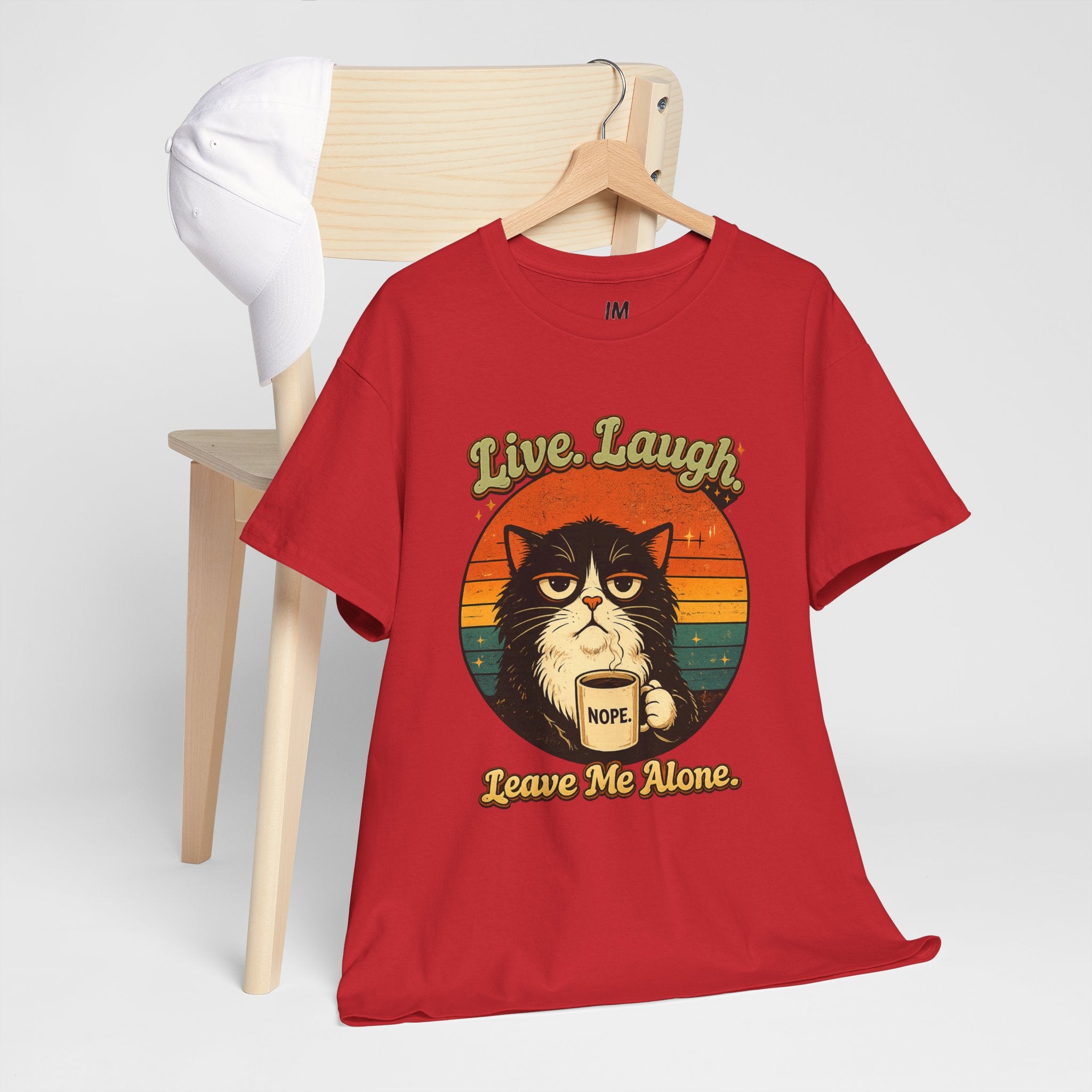 Cat T-Shirt — "Live, Laugh. Leave Me Alone." Retro Vintage Cat Mug Tee