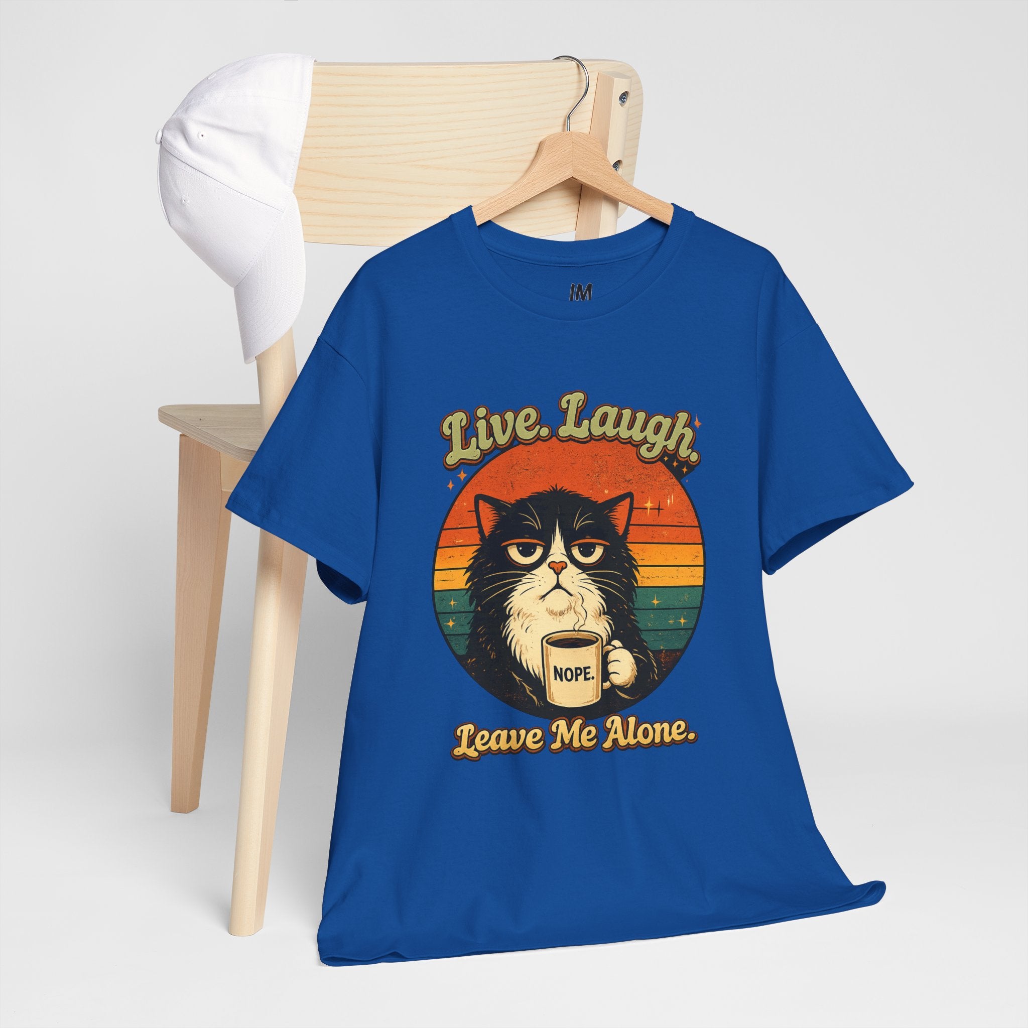 Cat T-Shirt — "Live, Laugh. Leave Me Alone." Retro Vintage Cat Mug Tee