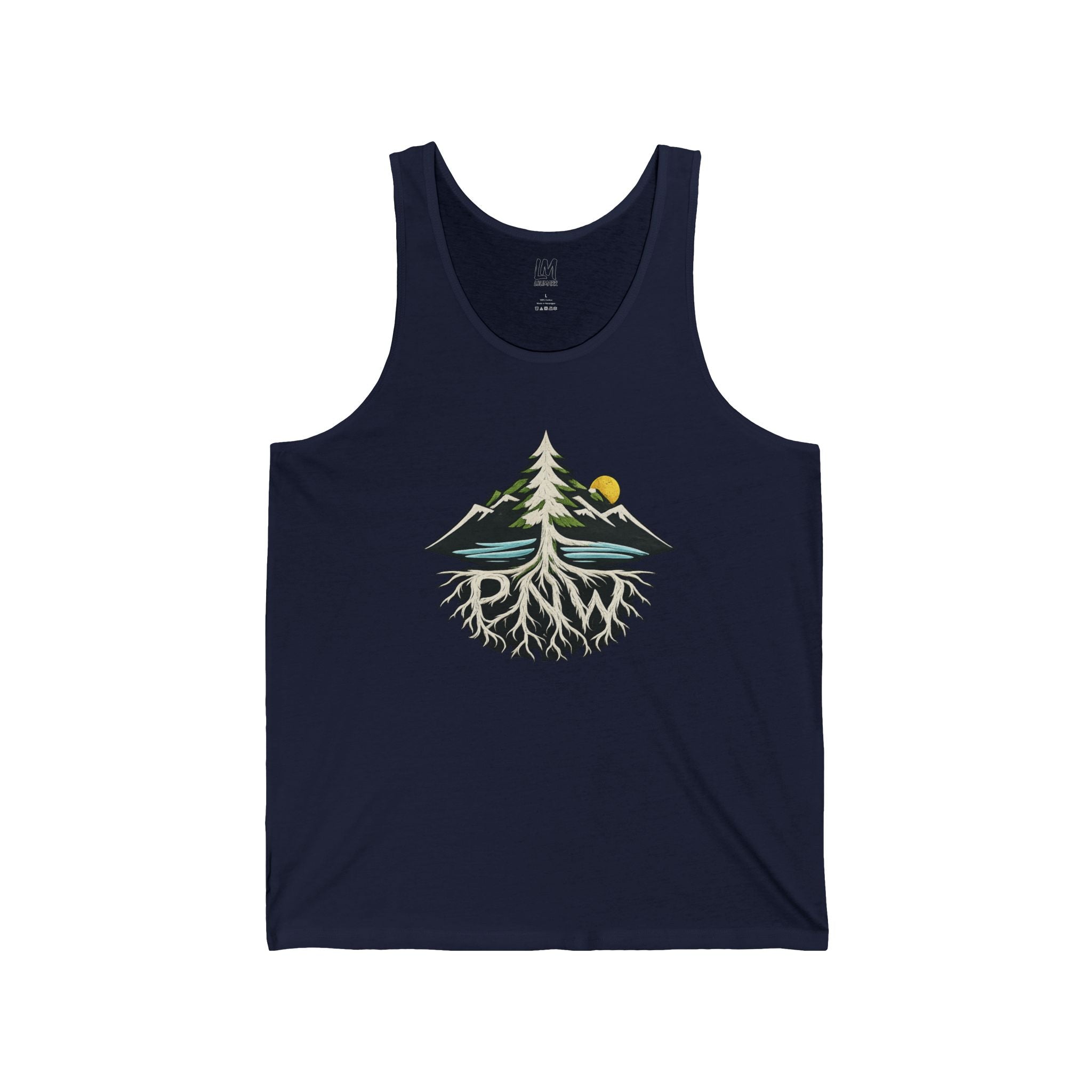 Nature Roots Tank Top — Mountain, Pine & Sun Graphic Tank