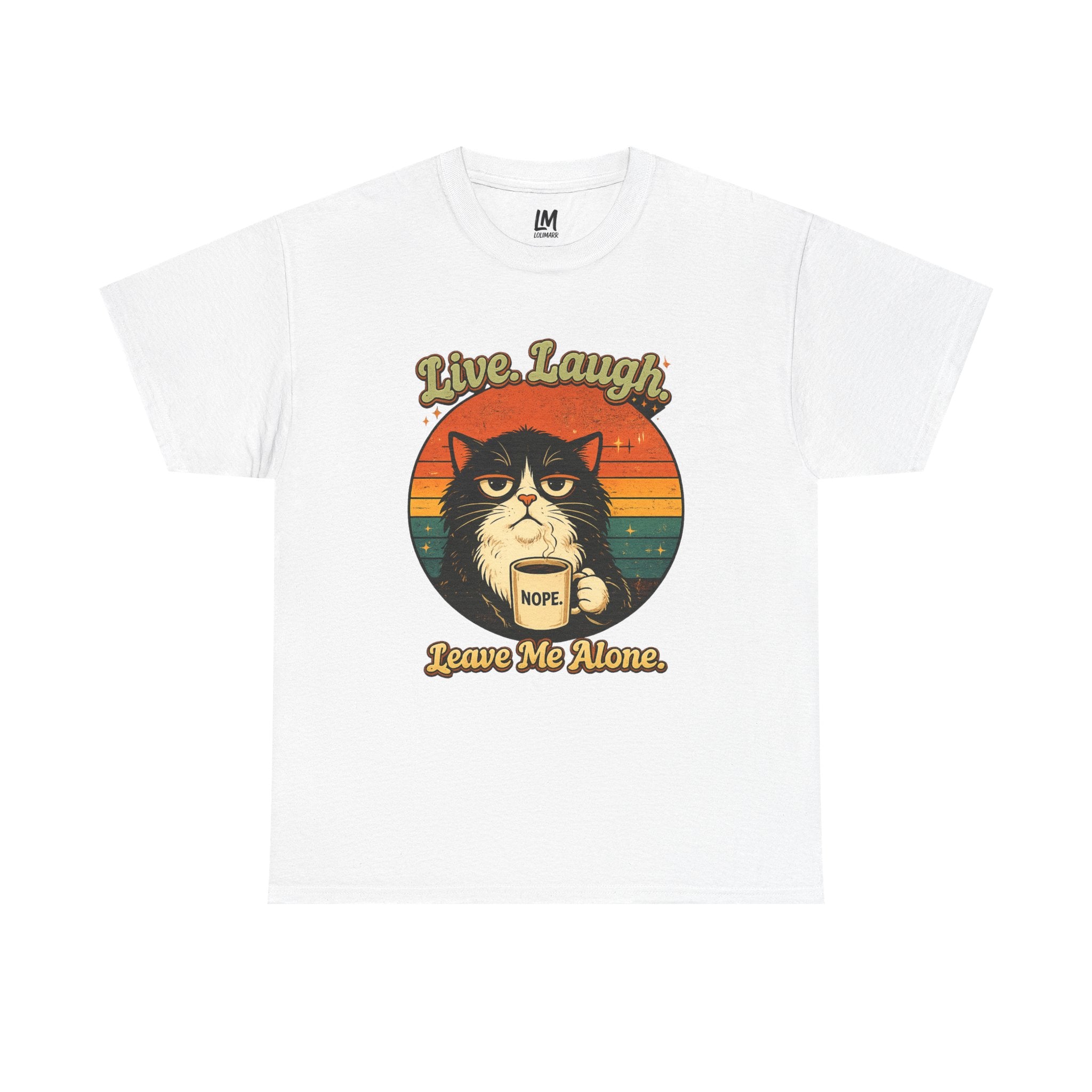 Cat T-Shirt — "Live, Laugh. Leave Me Alone." Retro Vintage Cat Mug Tee
