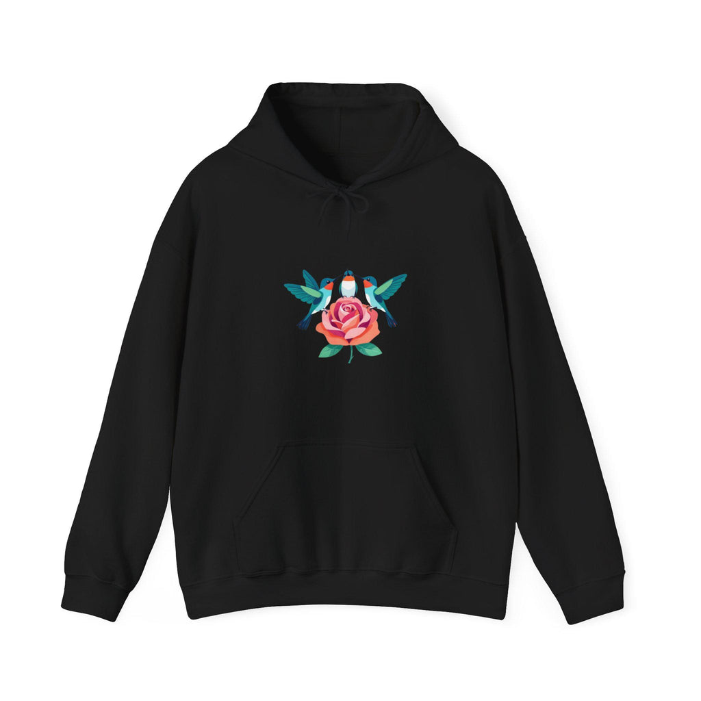 Rose and Hummingbirds Hoodie | Floral Bird Illustration