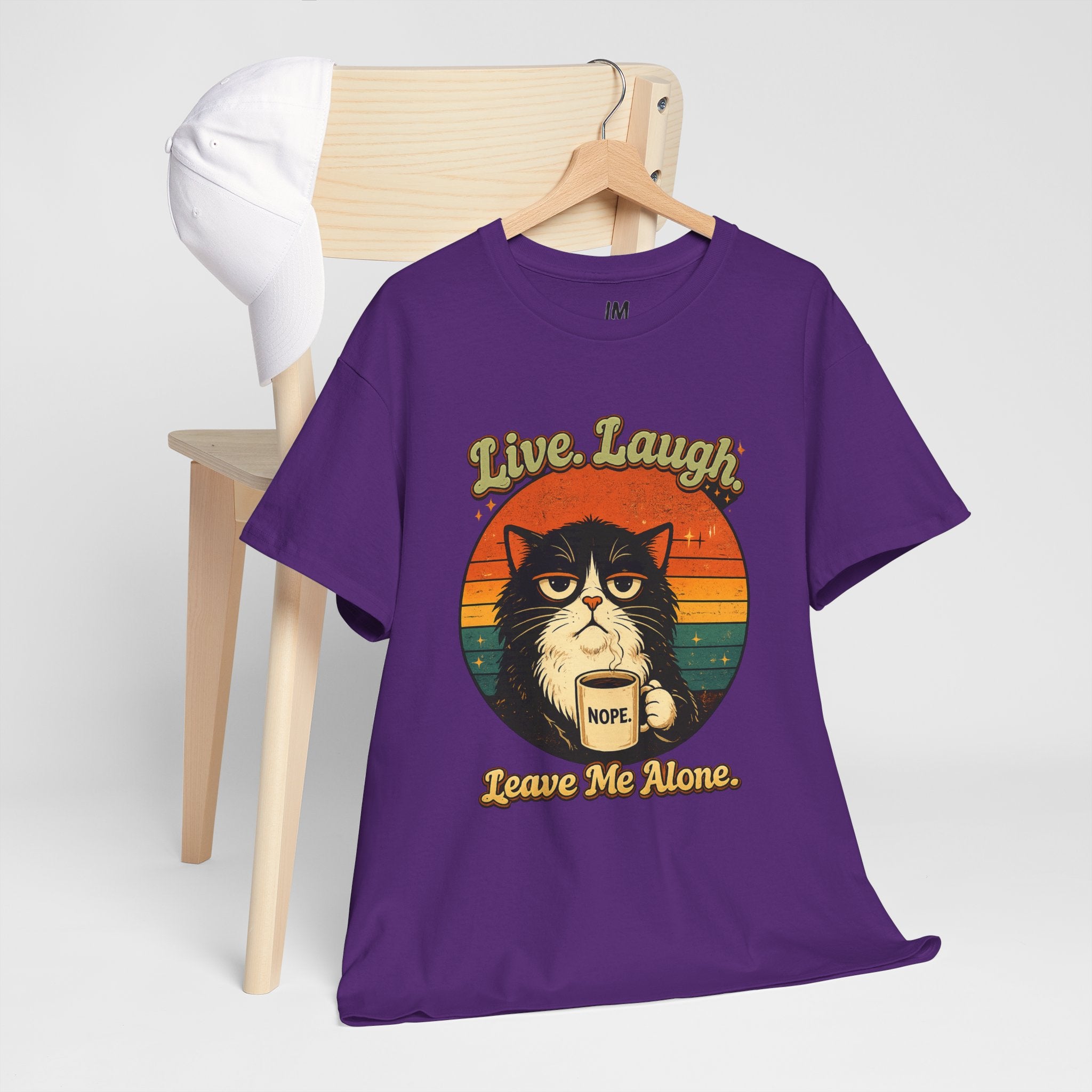 Cat T-Shirt — "Live, Laugh. Leave Me Alone." Retro Vintage Cat Mug Tee