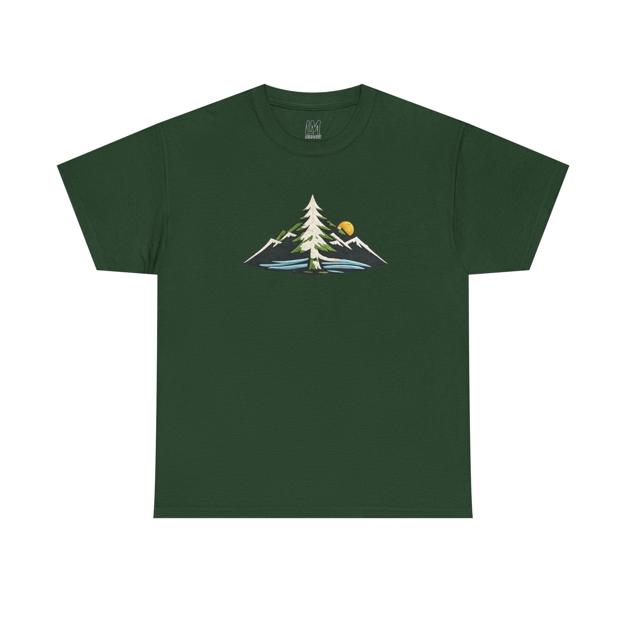 Pacific Northwest Mountain & Tree Tee — Minimal Nature Scenic Shirt