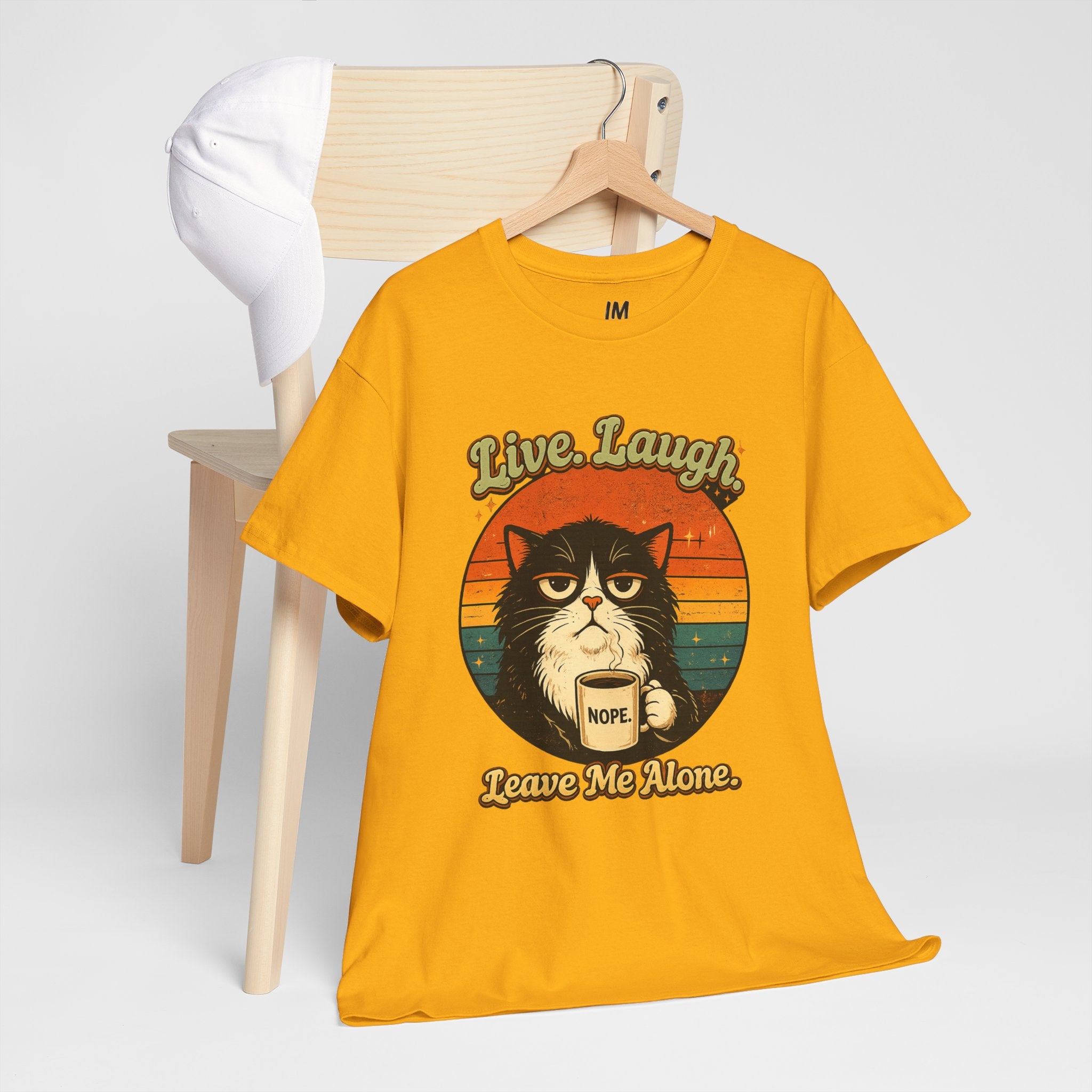 Cat T-Shirt — "Live, Laugh. Leave Me Alone." Retro Vintage Cat Mug Tee
