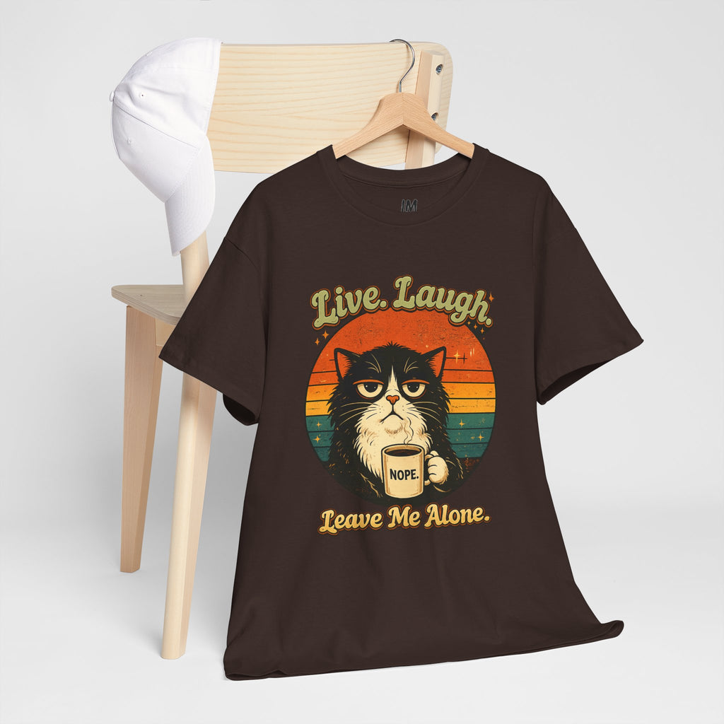 Cat T-Shirt — "Live, Laugh. Leave Me Alone." Retro Vintage Cat Mug Tee