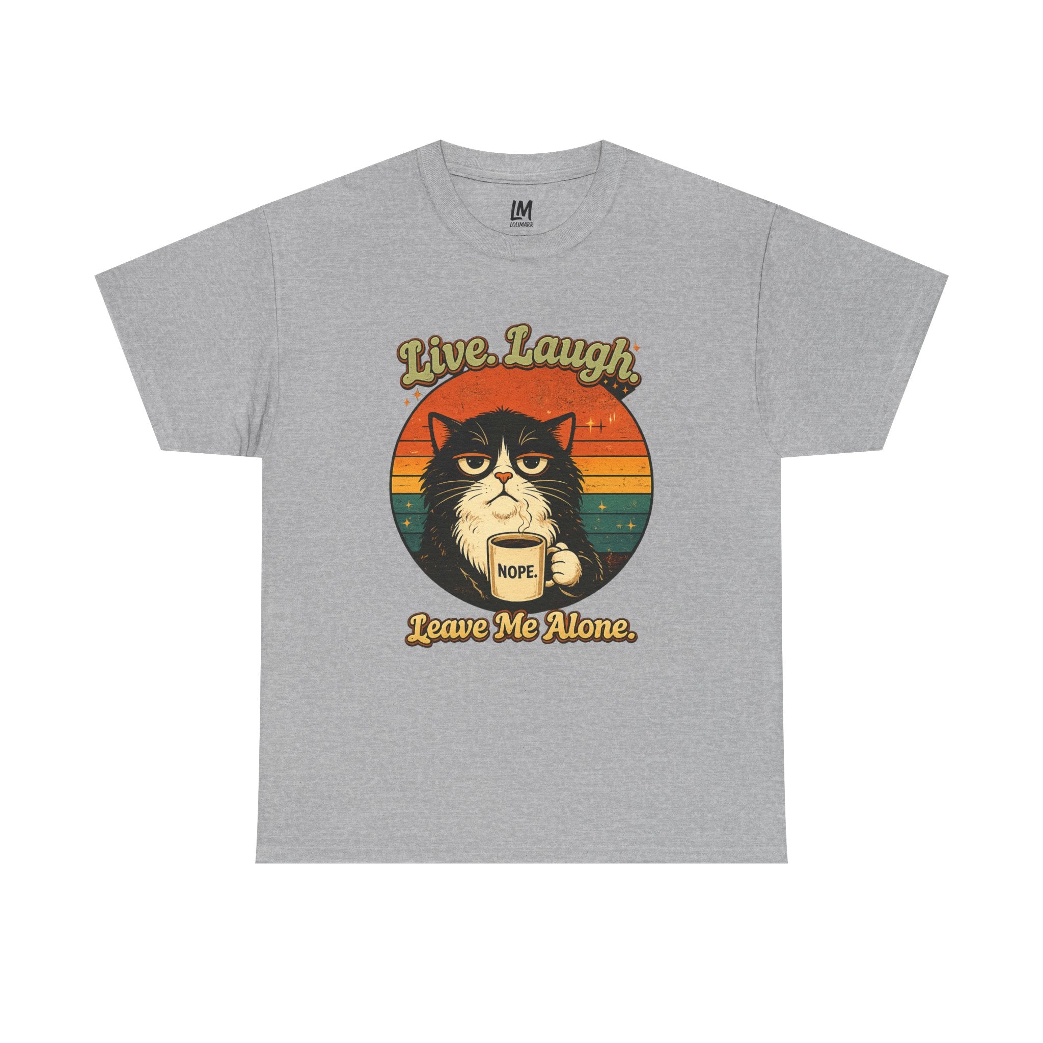 Cat T-Shirt — "Live, Laugh. Leave Me Alone." Retro Vintage Cat Mug Tee