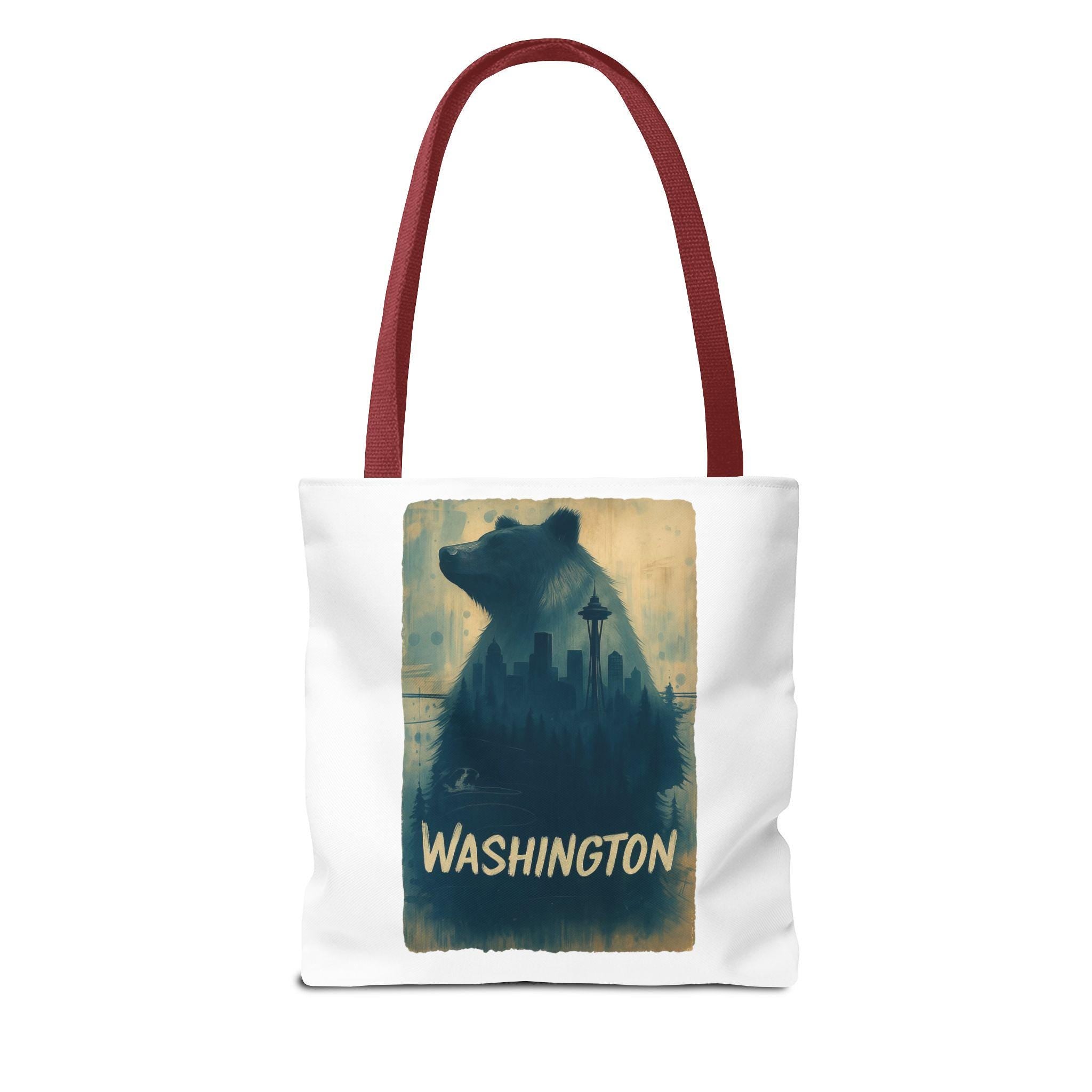Washington Bear Skyline Tote Bag | Seattle Space Needle City Silhouette