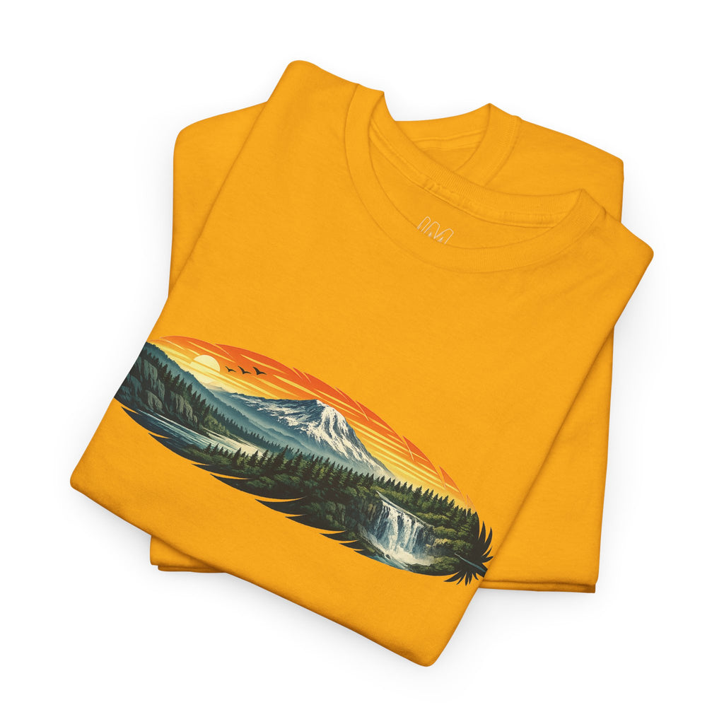Mount Rainier & Snoqualmie Falls Sunset T-Shirt — Scenic Mountain Landscape Tee