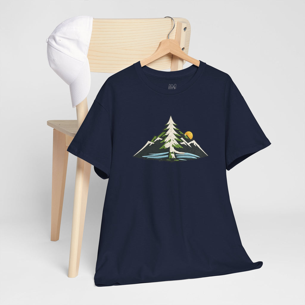 Pacific Northwest Mountain & Tree Tee — Minimal Nature Scenic Shirt